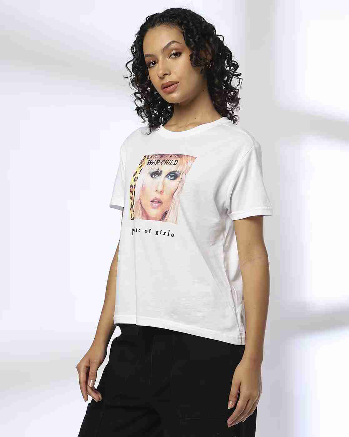 DNMX | Women Graphic Print Boxy Fit Crew-Neck T-Shirt|1