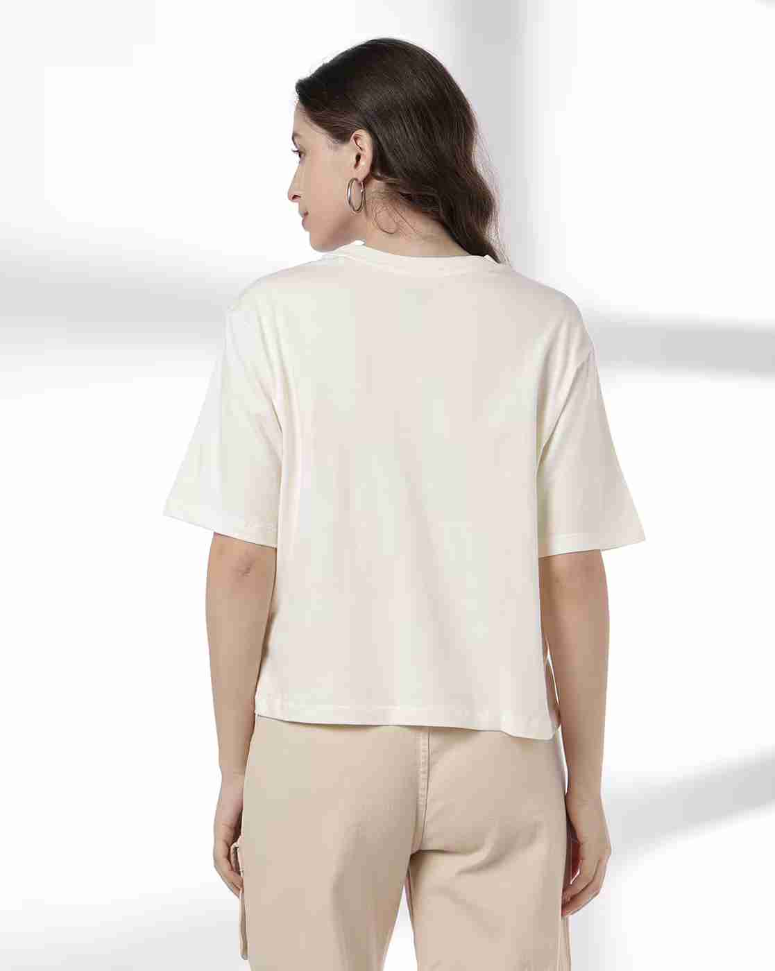 DNMX | Women Graphic Print Boxy Fit Cotton Round-Neck T-Shirt|2