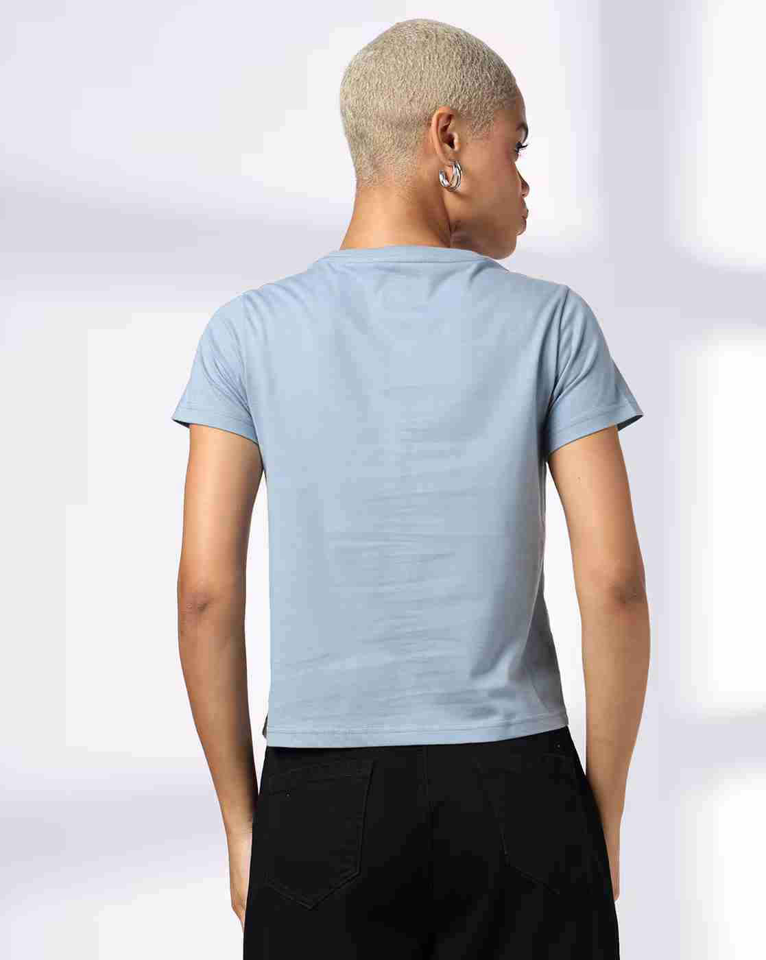 DNMX | Women Typographic Print Regular Fit Round-Neck T-Shirt|2