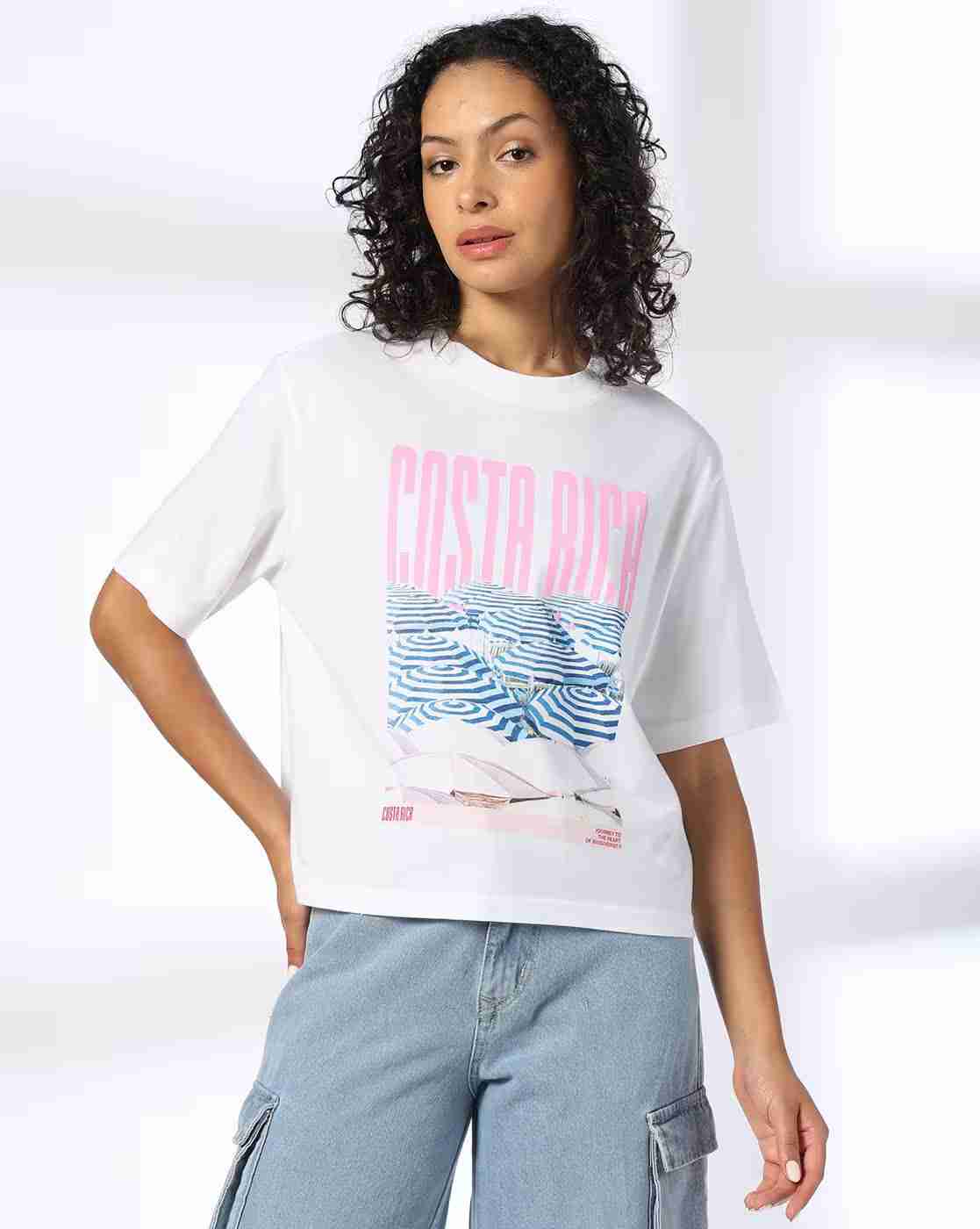 DNMX | Girls Printed Drop Shoulder Boxy Fit Crew-Neck T-Shirt|0