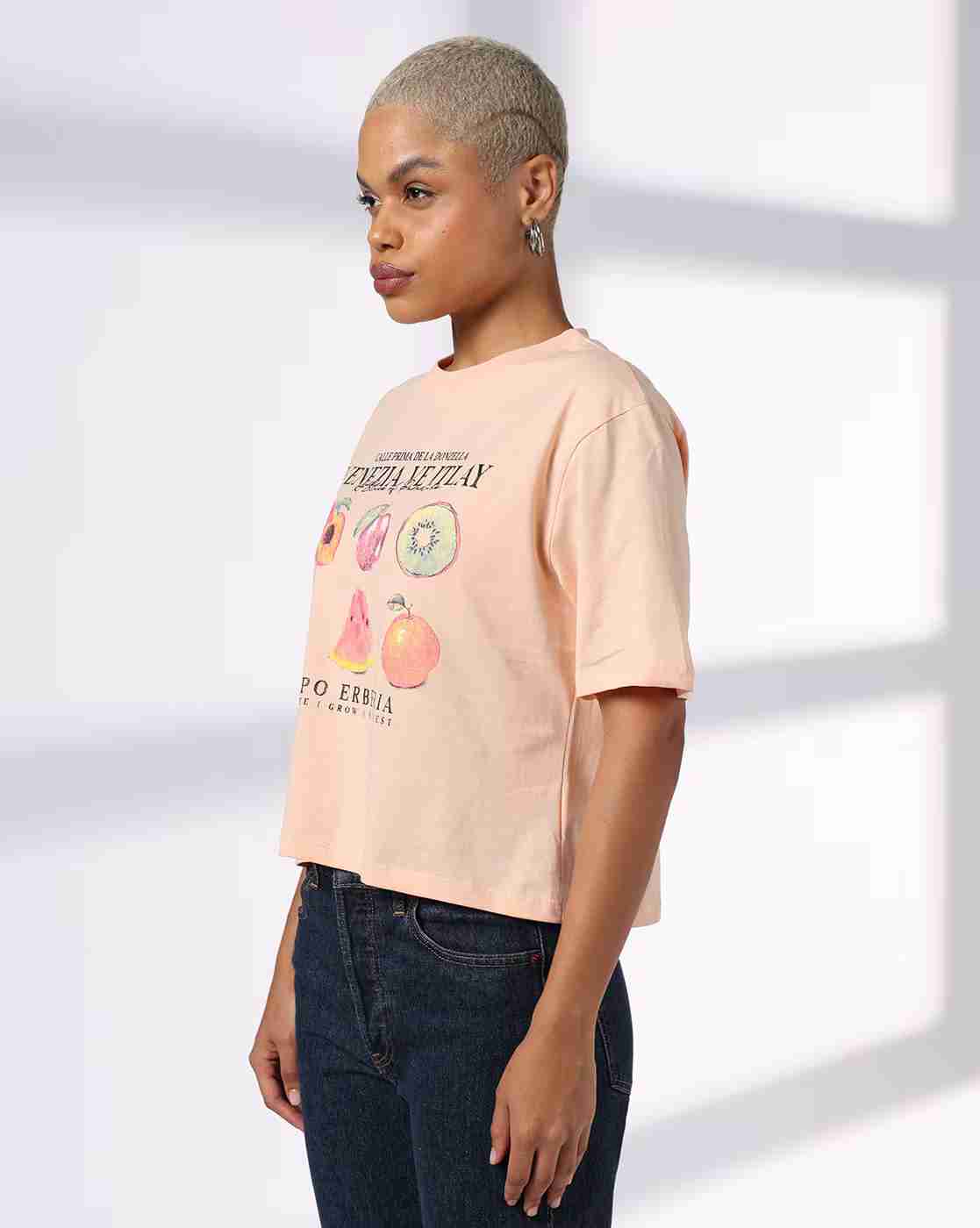 DNMX | Women Graphic Print Regular Fit Crew-Neck T-Shirt|1