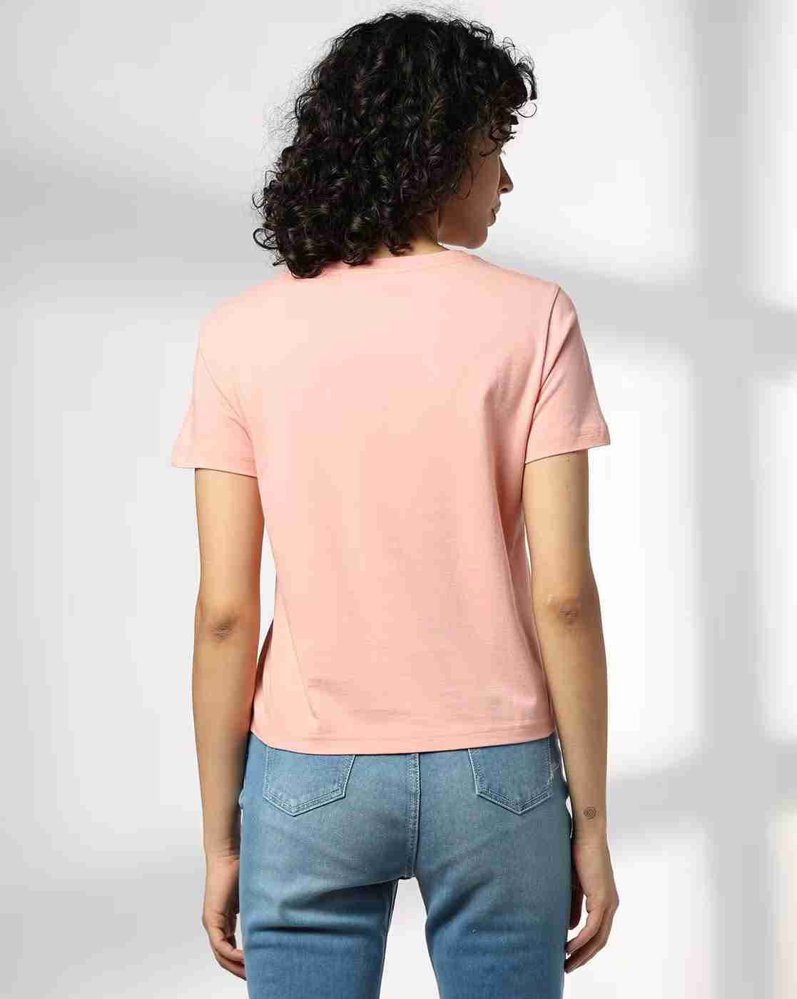 DNMX | Women Typographic Print Regular Fit Crew-Neck T-Shirt|2