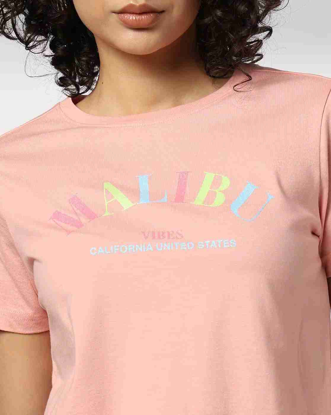 DNMX | Women Typographic Print Regular Fit Crew-Neck T-Shirt|3