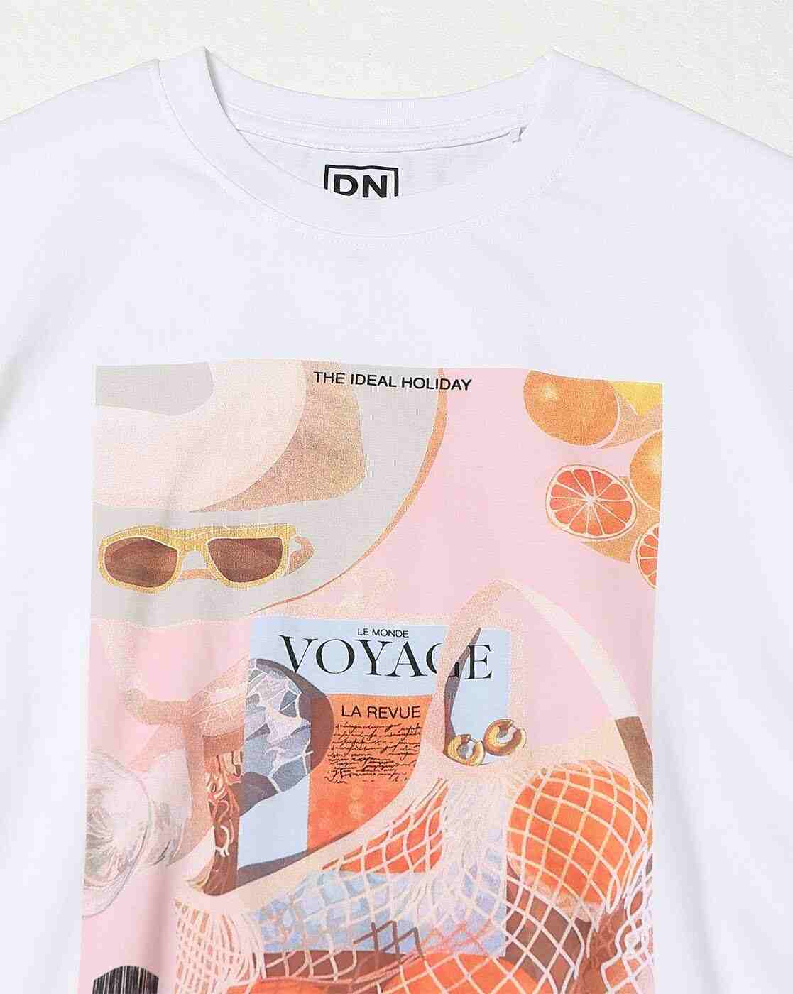 DNMX | Women France Print Boxy Fit Crew-Neck T-Shirt|4