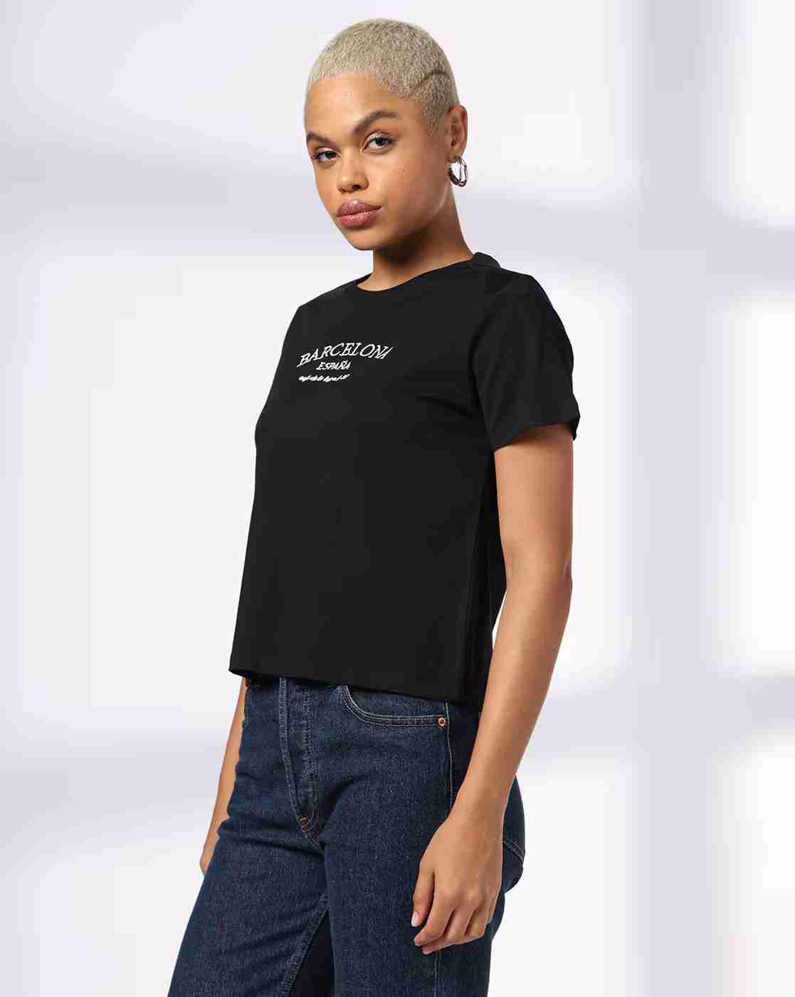 DNMX | Women Barcelona Regular Fit Crew-Neck T-Shirt|1