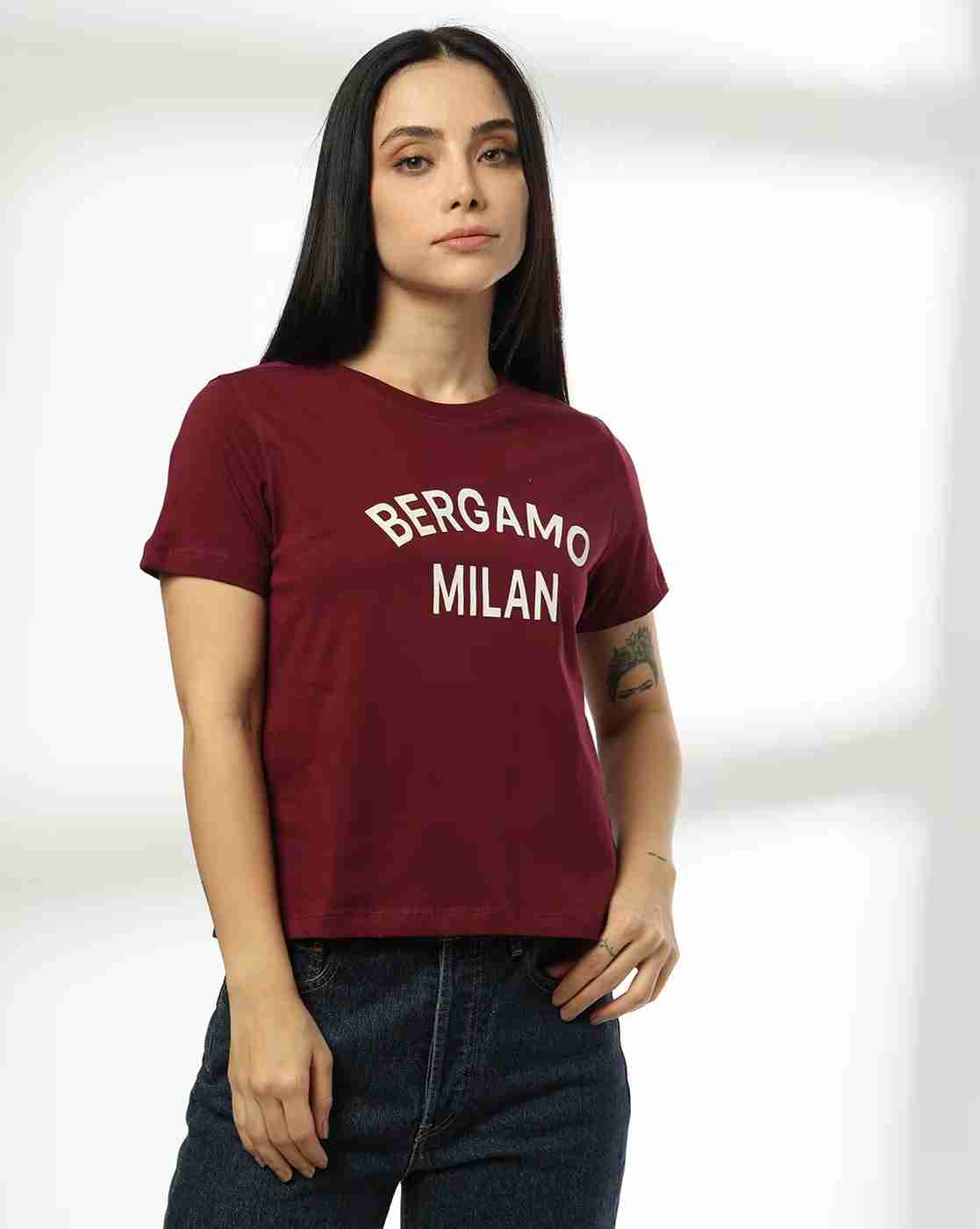 DNMX | Women Bergamo Print Regular Fit Crew-Neck T-Shirt|0