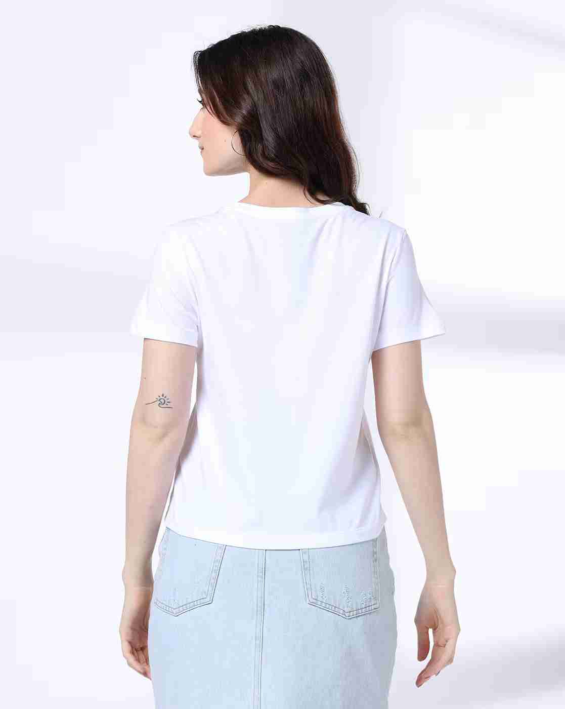DNMX | Women Typographic Print Regular Fit Round-Neck T-Shirt|2