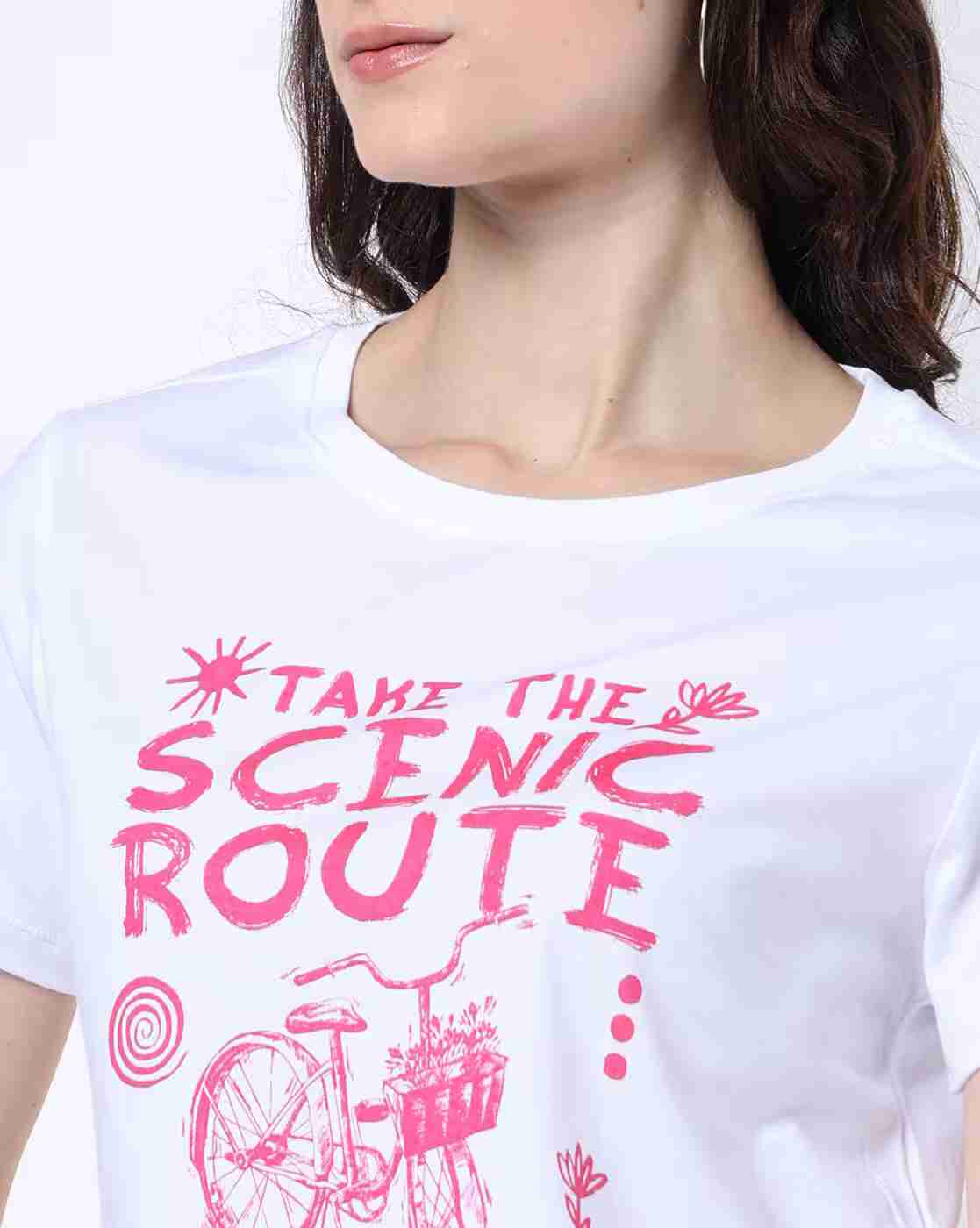 DNMX | Women Typographic Print Regular Fit Round-Neck T-Shirt|3