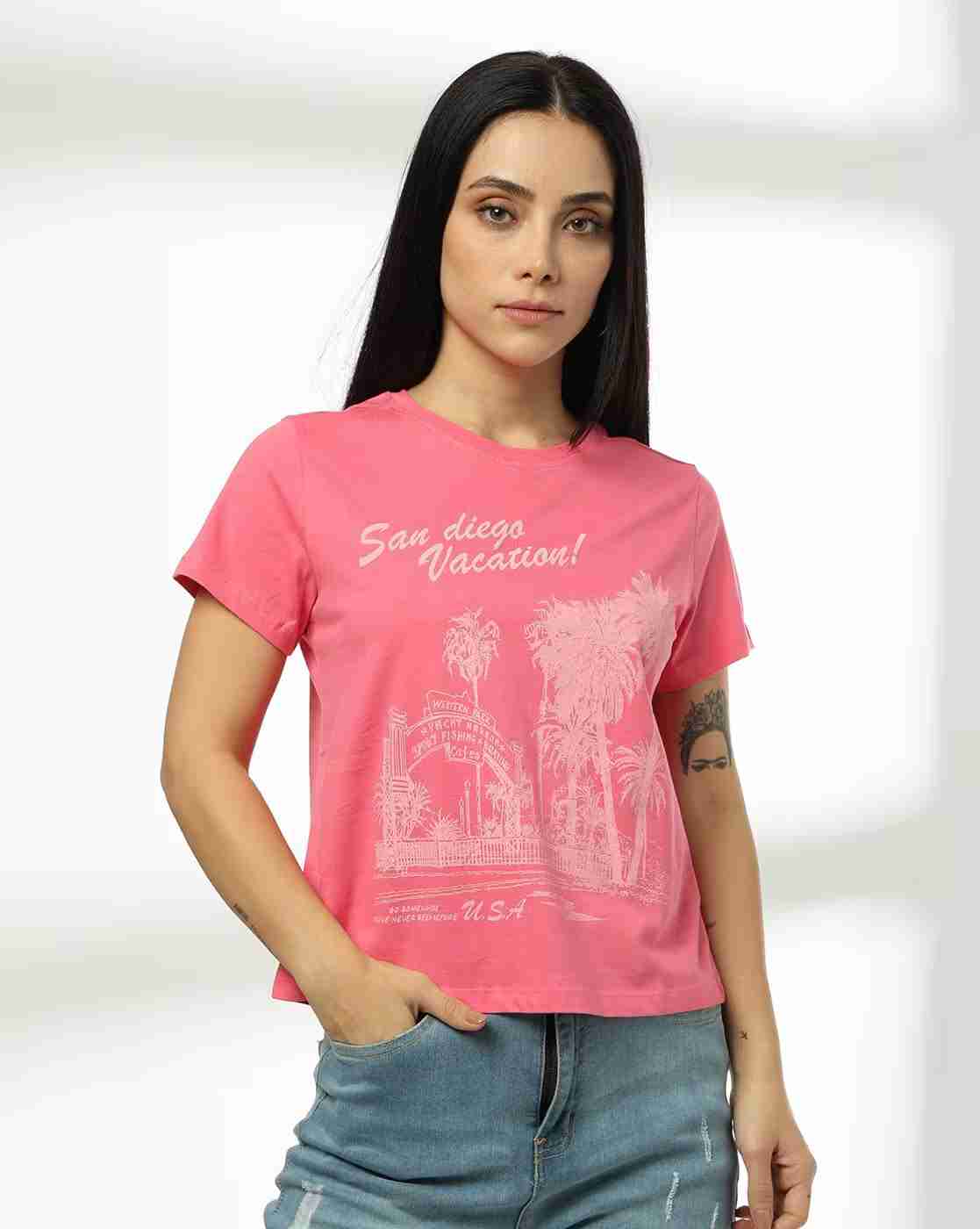 DNMX | Women San Diego Vacation Printed Regular Fit Crew-Neck T-Shirt|3