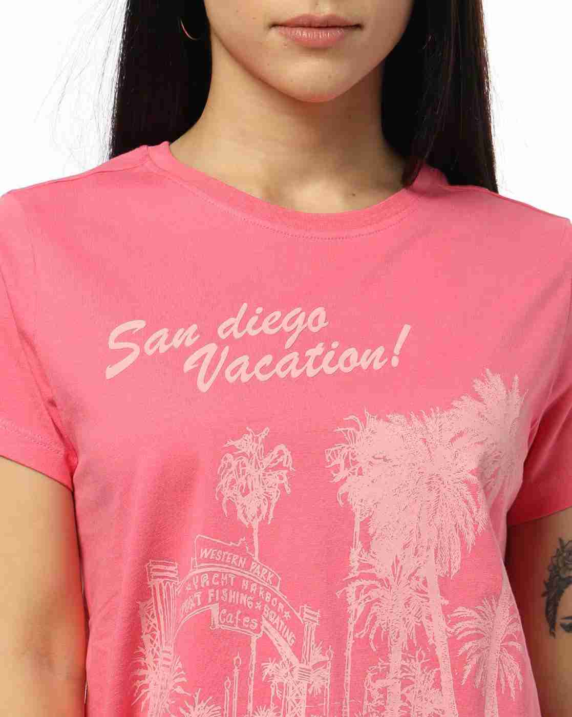 DNMX | Women San Diego Vacation Printed Regular Fit Crew-Neck T-Shirt|4