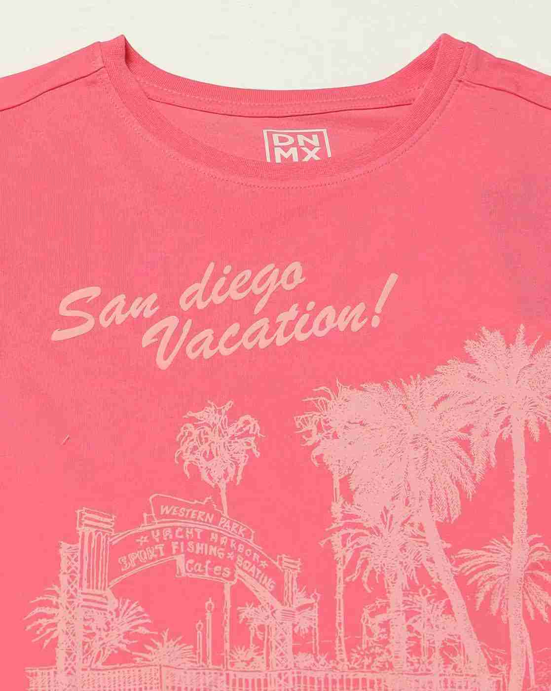 DNMX | Women San Diego Vacation Printed Regular Fit Crew-Neck T-Shirt|5