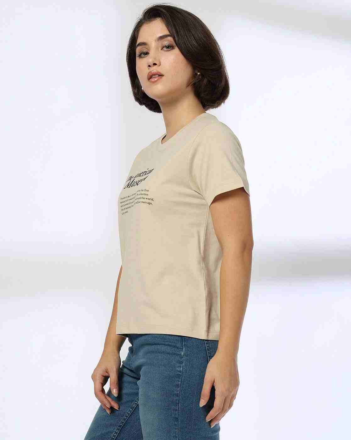 DNMX | Women American Museum Regular Fit Crew-Neck T-Shirt|1