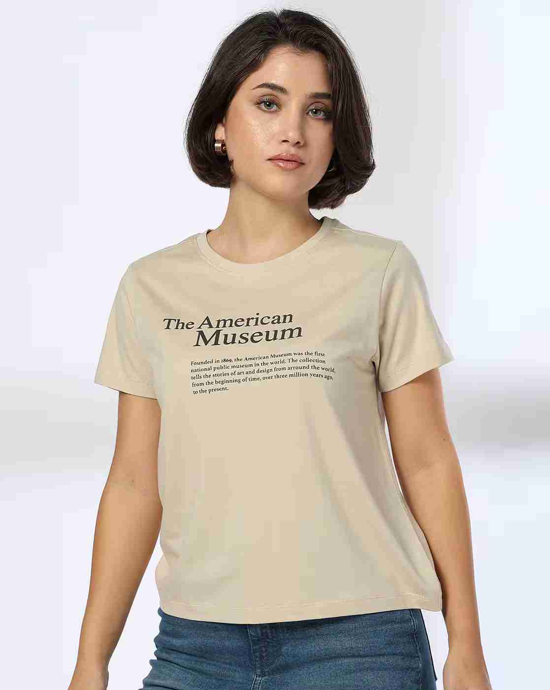 DNMX | Women American Museum Regular Fit Crew-Neck T-Shirt|3