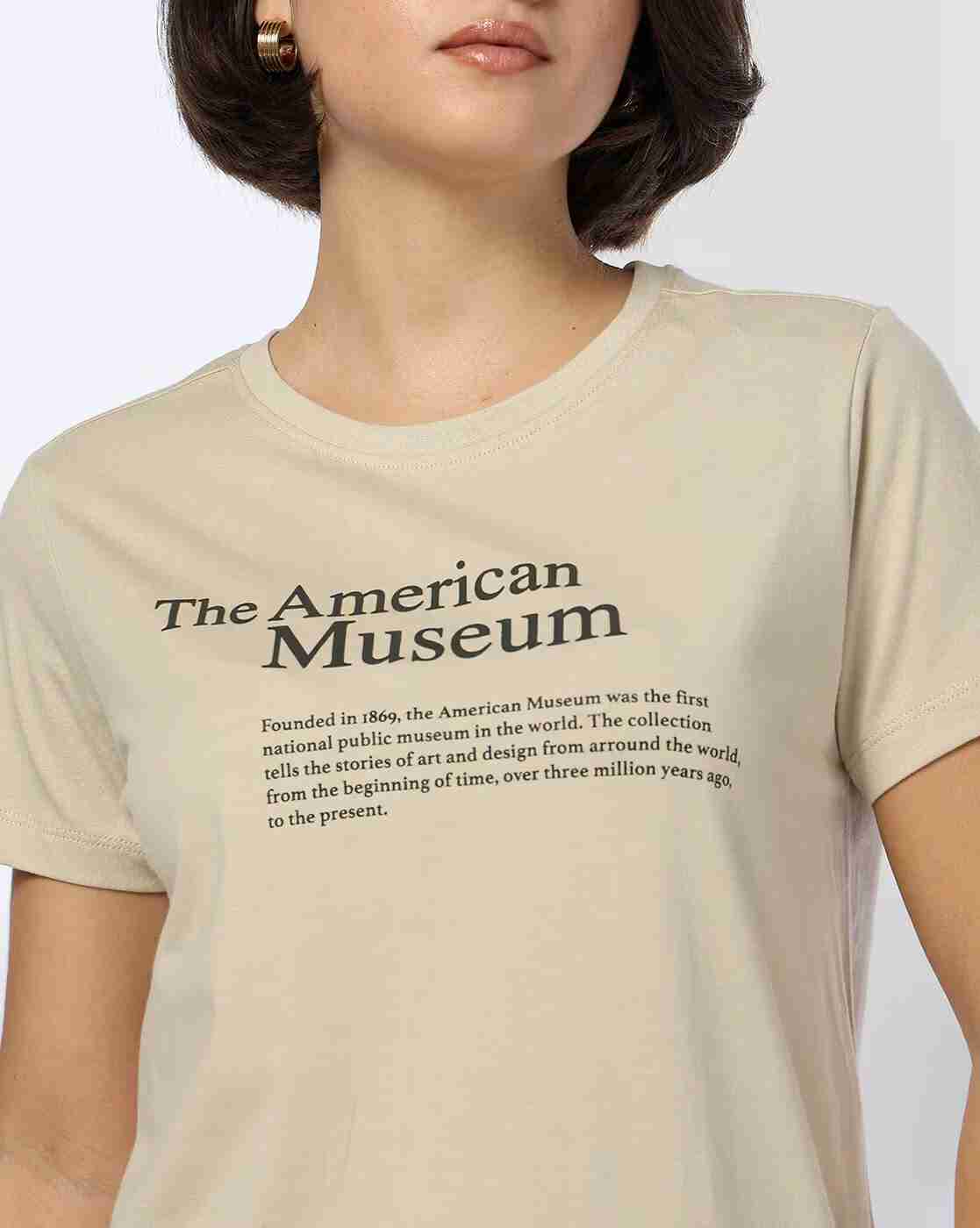 DNMX | Women American Museum Regular Fit Crew-Neck T-Shirt|4