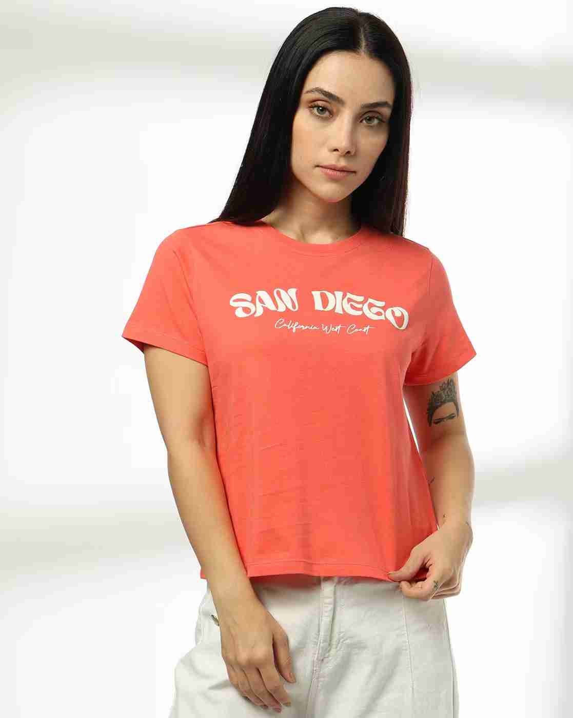 DNMX | Women San Diego Printed Regular Fit Crew-Neck T-Shirt|0