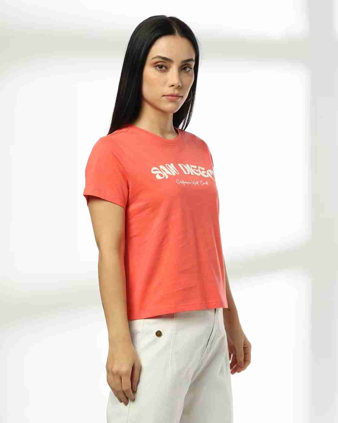 DNMX | Women San Diego Printed Regular Fit Crew-Neck T-Shirt|1