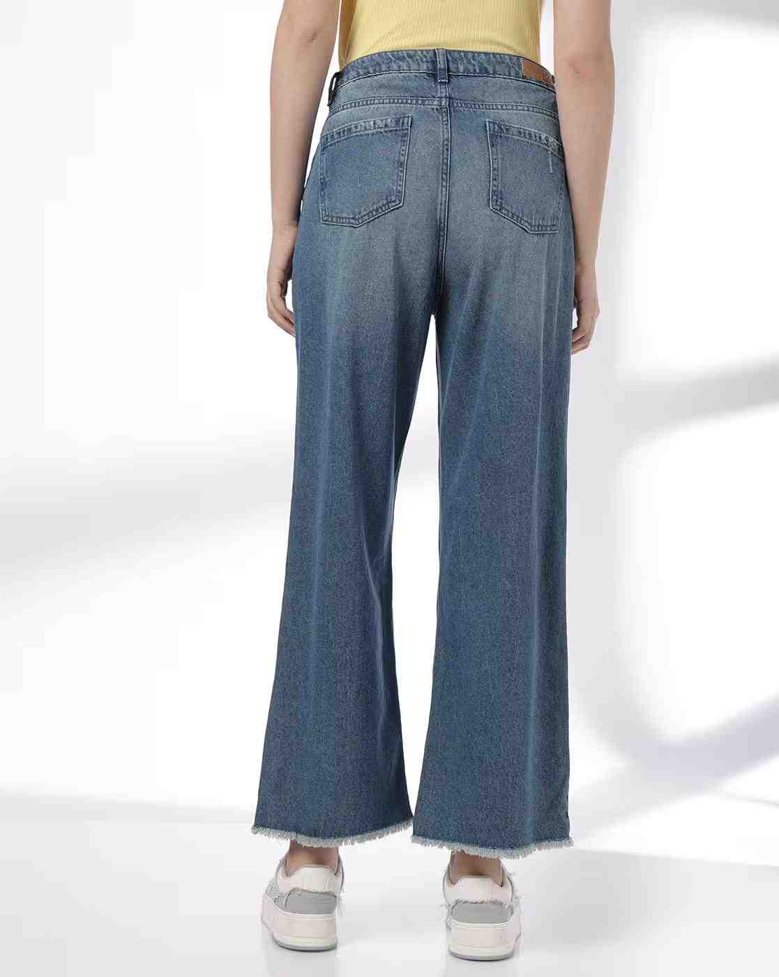 DNMX | Women Lightly Washed Distressed Relaxed Jeans|2