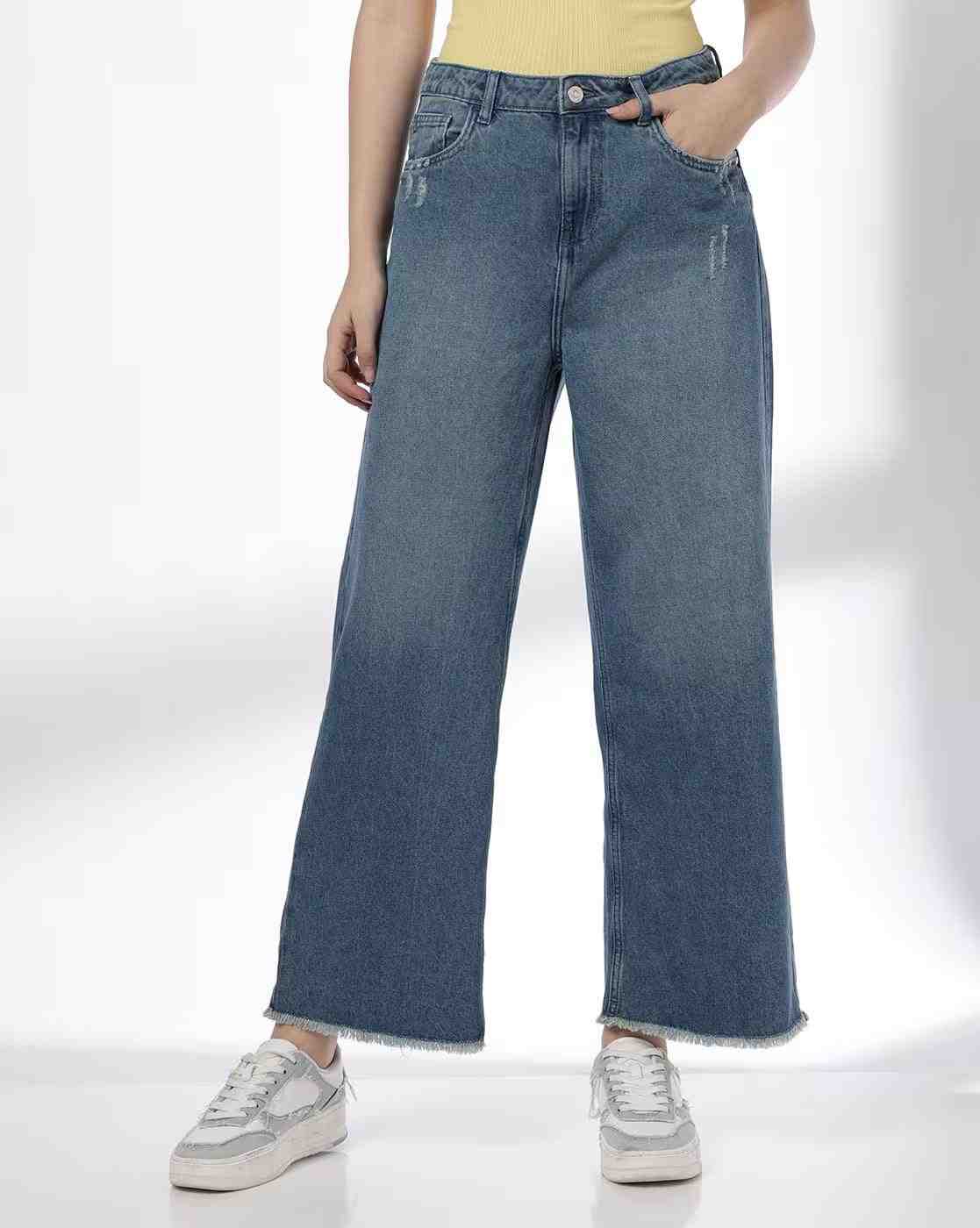 DNMX | Women Lightly Washed Distressed Relaxed Jeans|3