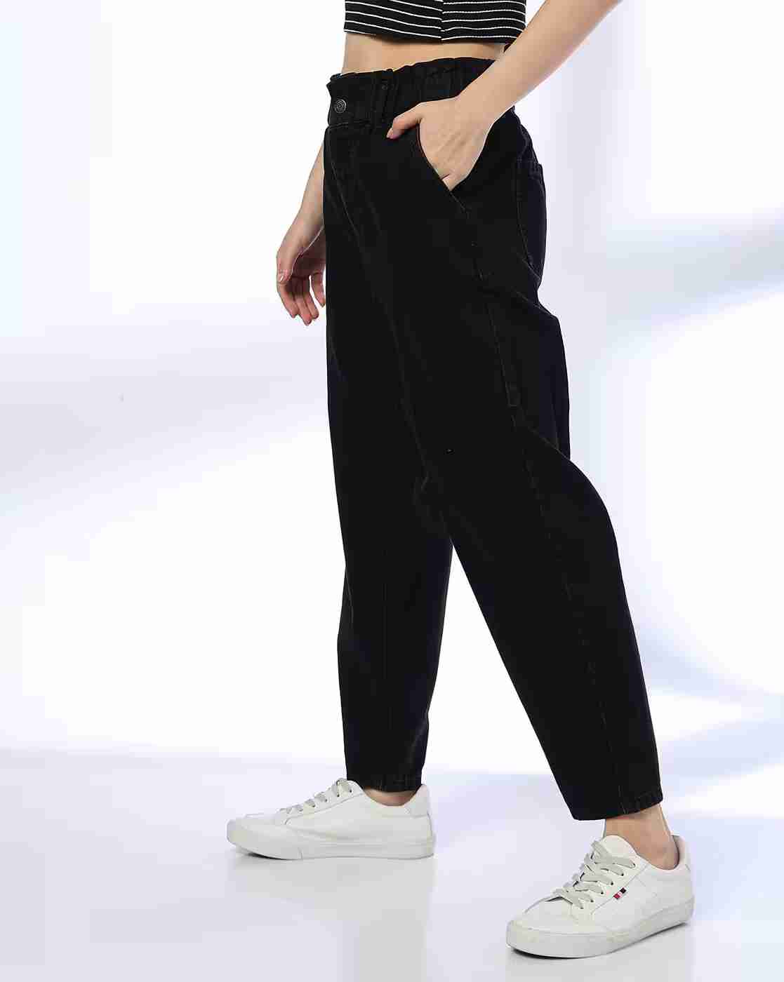 Women High-Rise Paperbag Waist Mom Fit Jeans