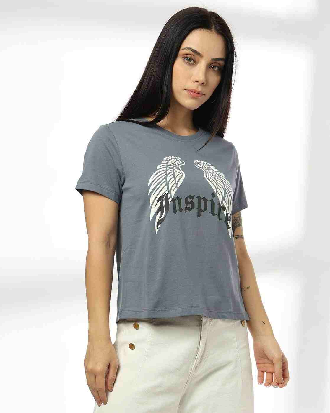 DNMX | Women Inspire Printed Regular Fit Crew-Neck T-Shirt|0