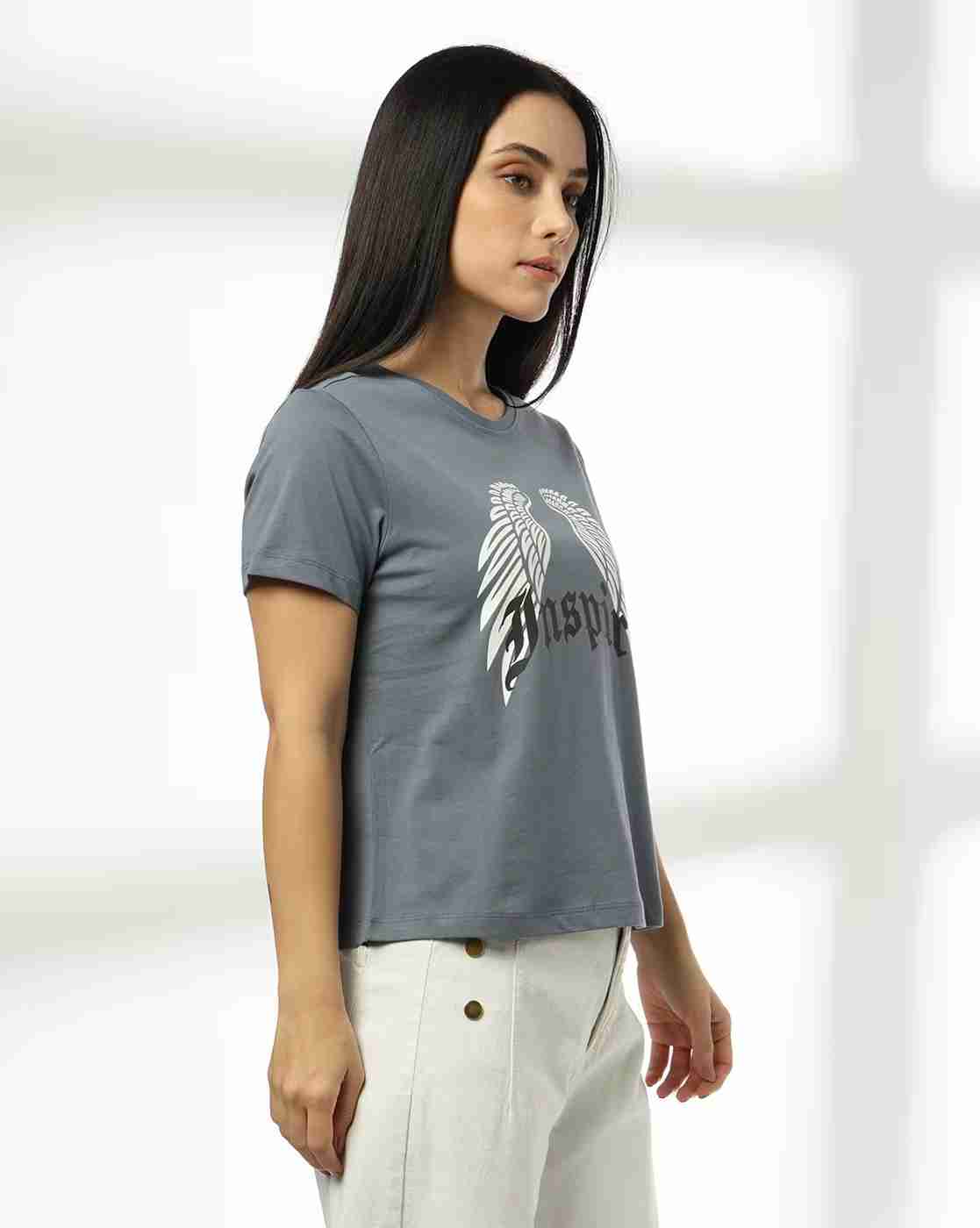 DNMX | Women Inspire Printed Regular Fit Crew-Neck T-Shirt|1