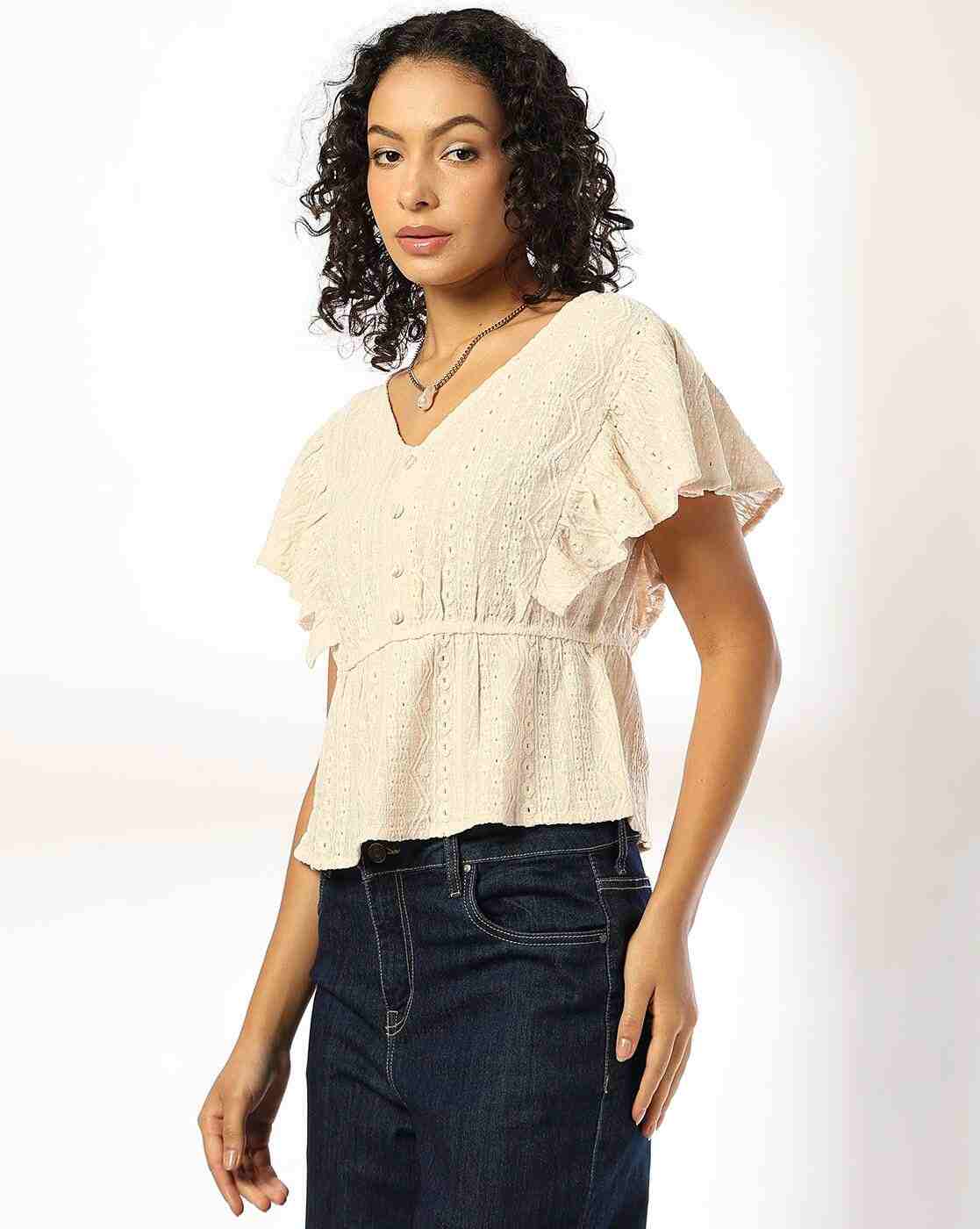 DNMX | Women Embroidered Relaxed Fit Top|1