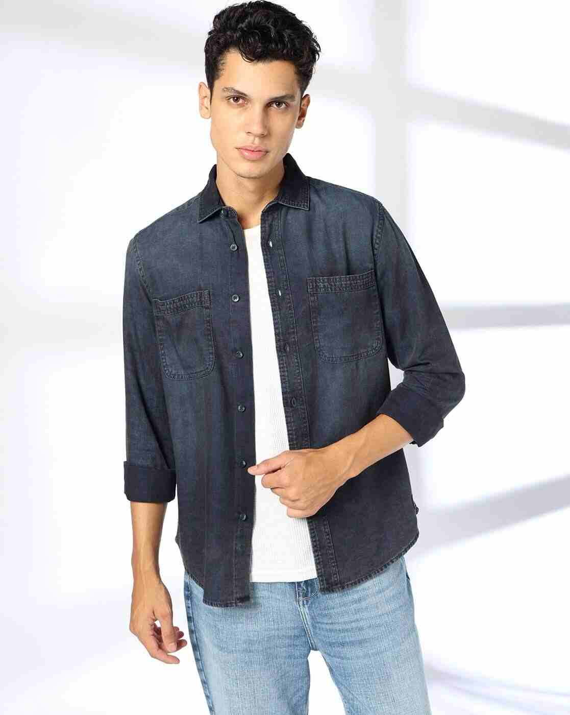 DNMX | Men Slim Fit Shirt with Patch Pockets|0