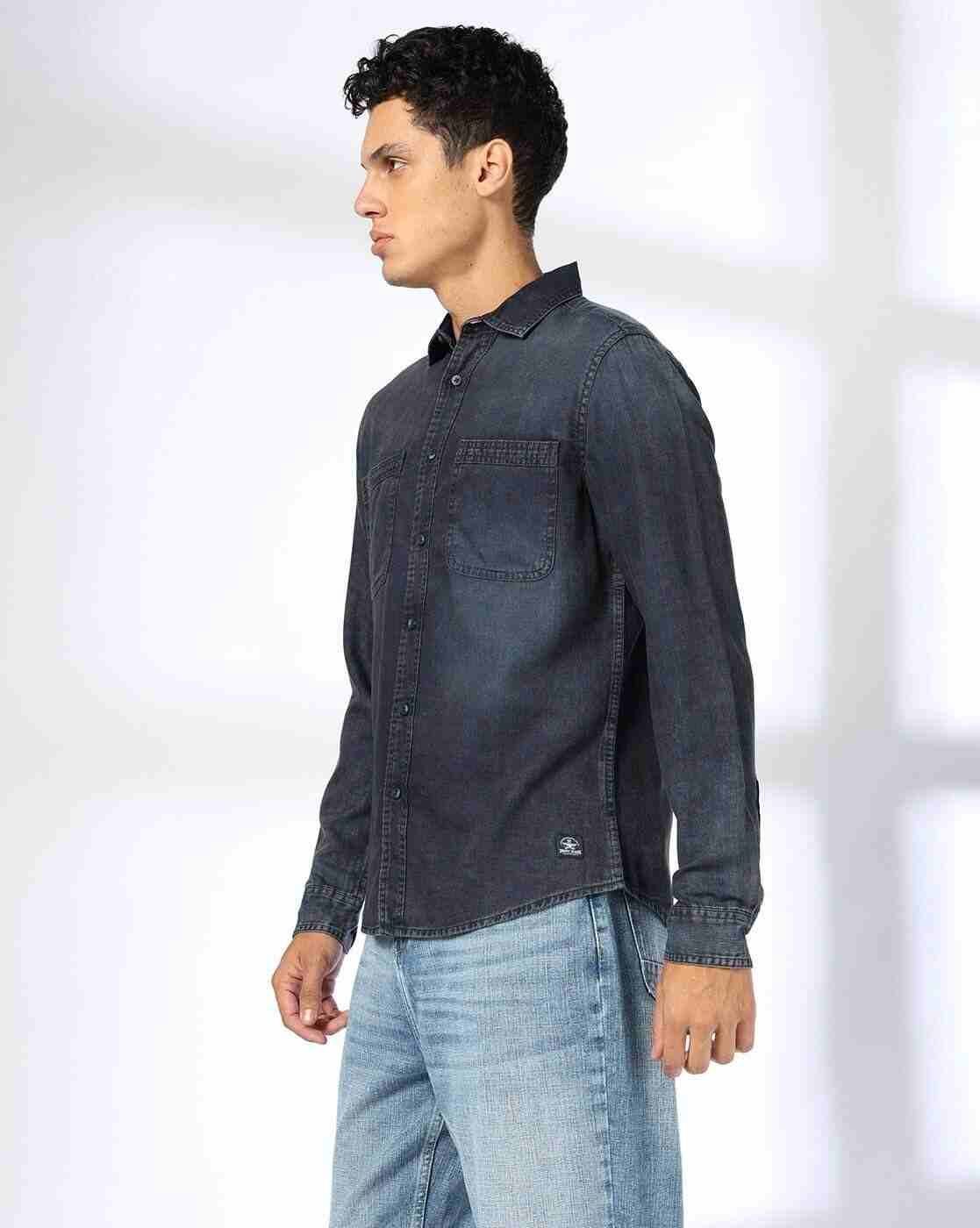 DNMX | Men Slim Fit Shirt with Patch Pockets|1