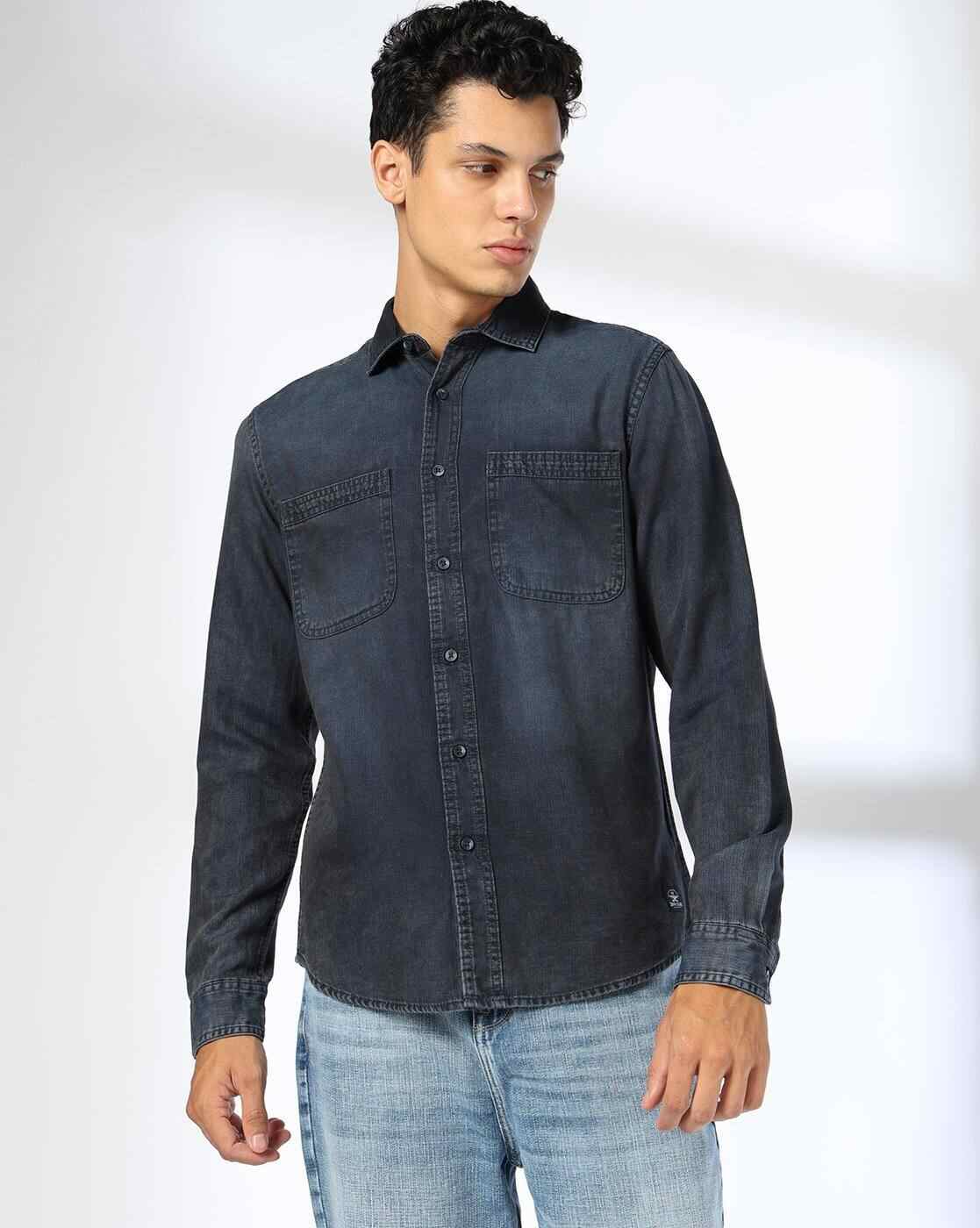 DNMX | Men Slim Fit Shirt with Patch Pockets|3