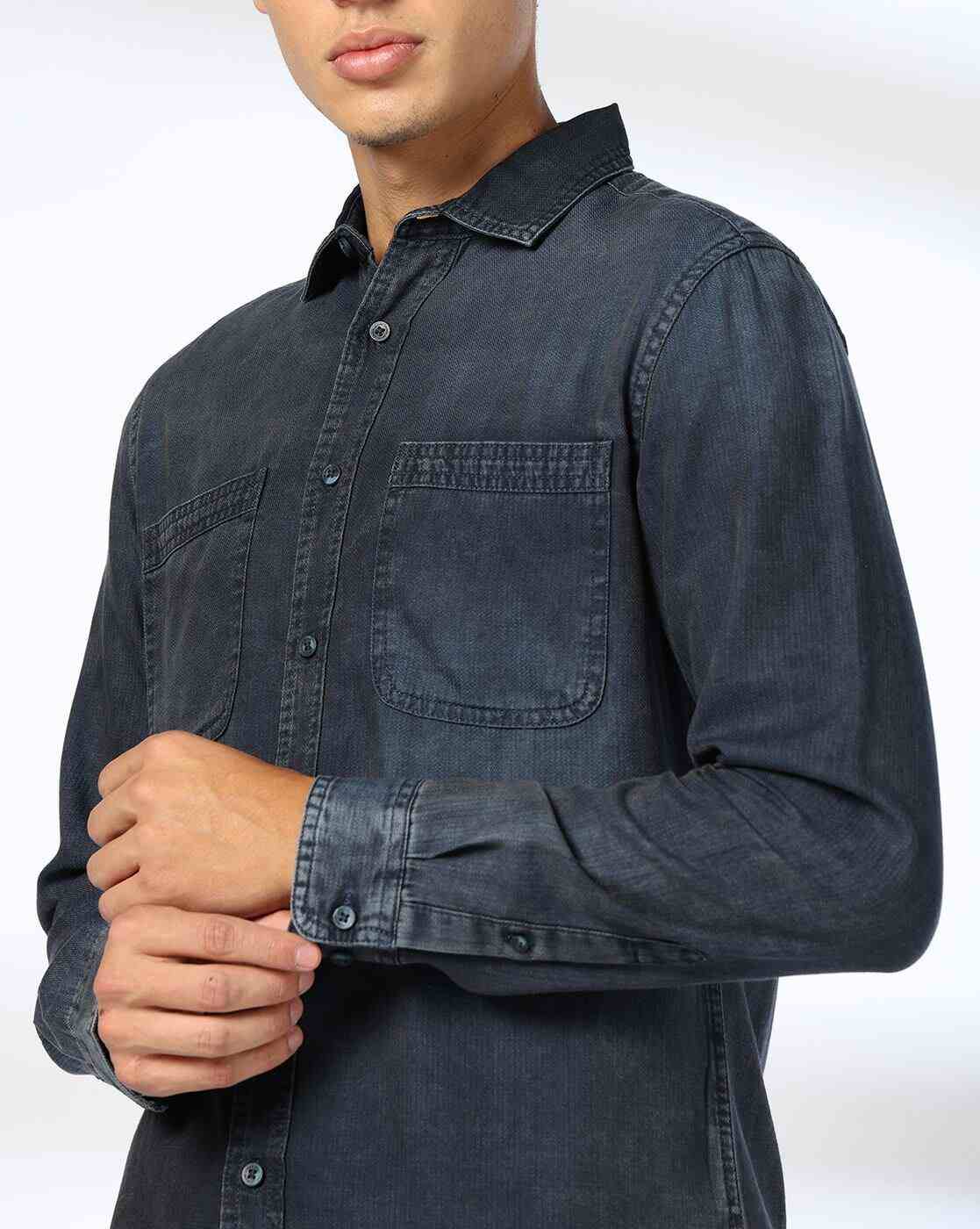 DNMX | Men Slim Fit Shirt with Patch Pockets|4