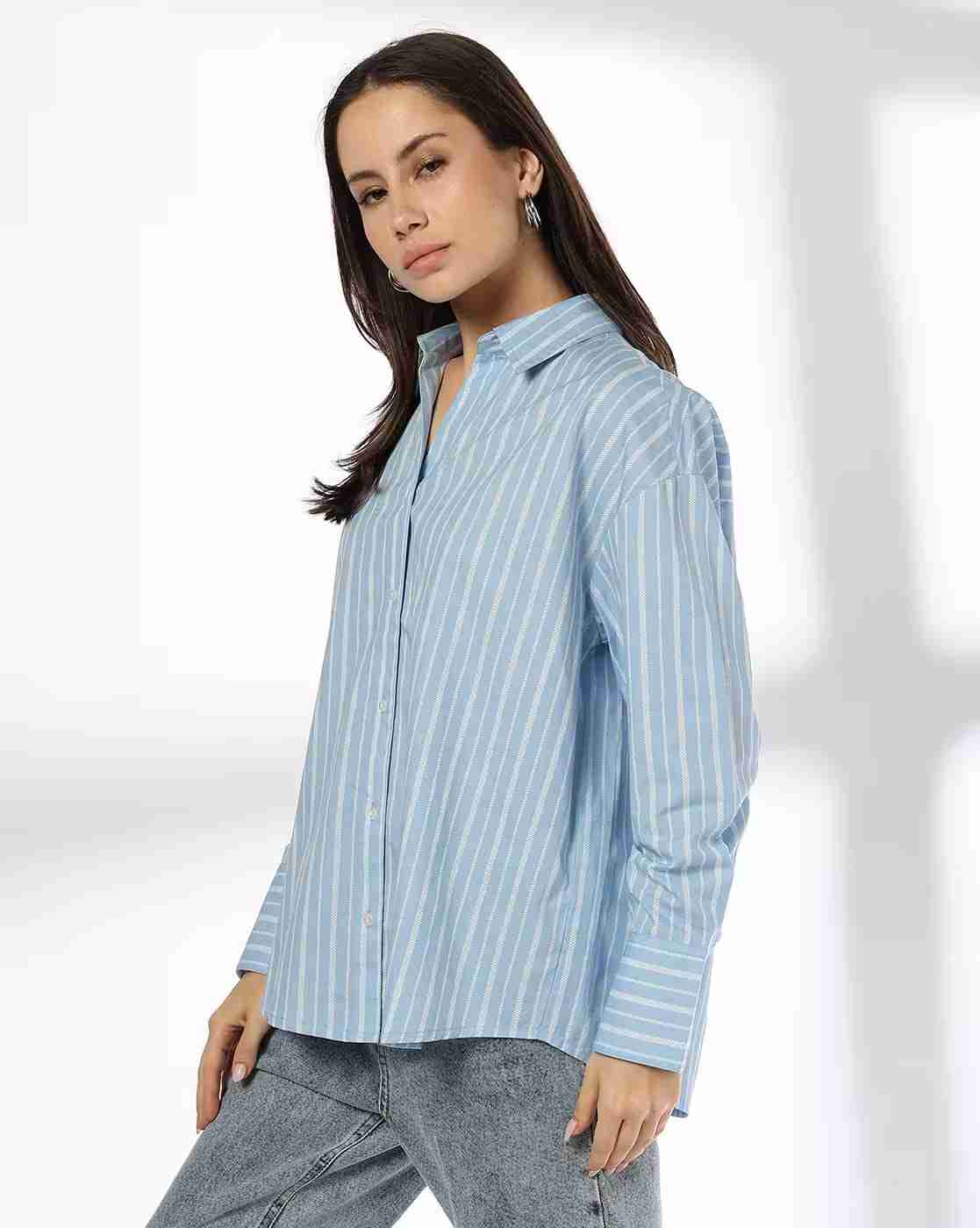 DNMX | Women Striped Relaxed Fit Shirt|1