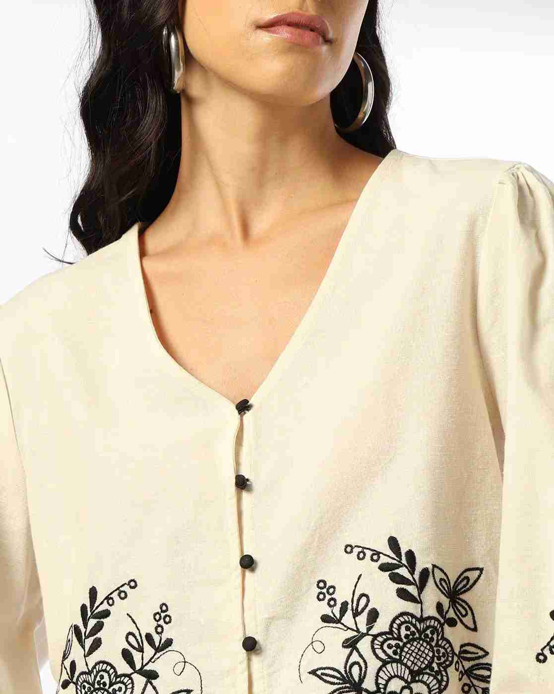 DNMX | Women Floral Embroidered Relaxed Fit Top|3