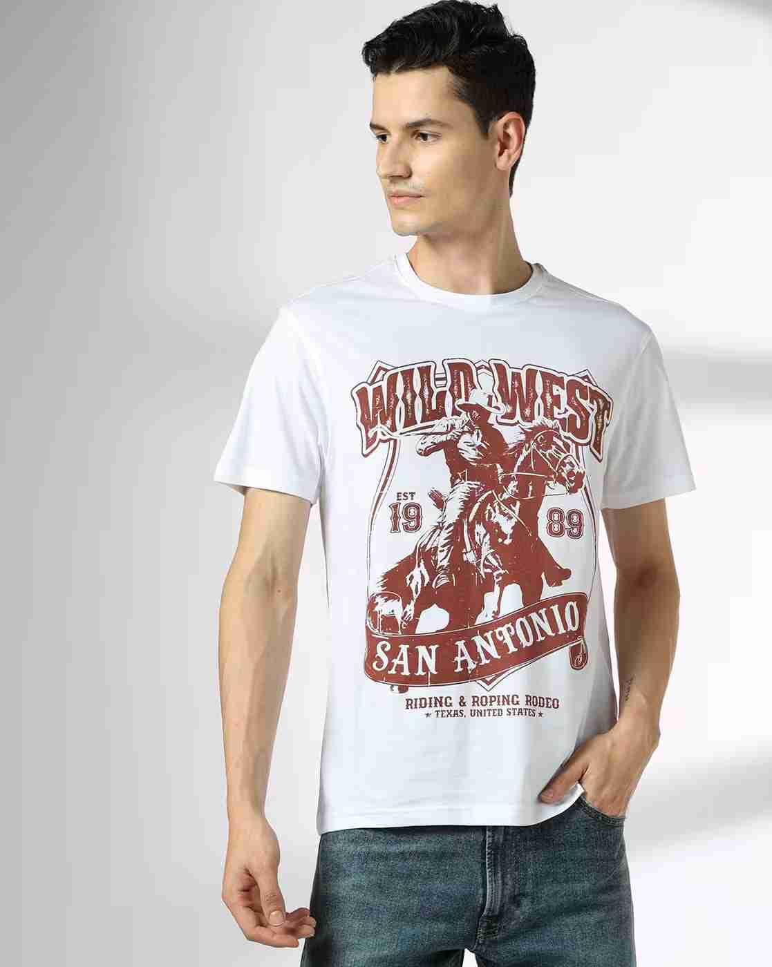 DNMX | Men Graphic Print Regular Fit Crew-Neck T-Shirt|0