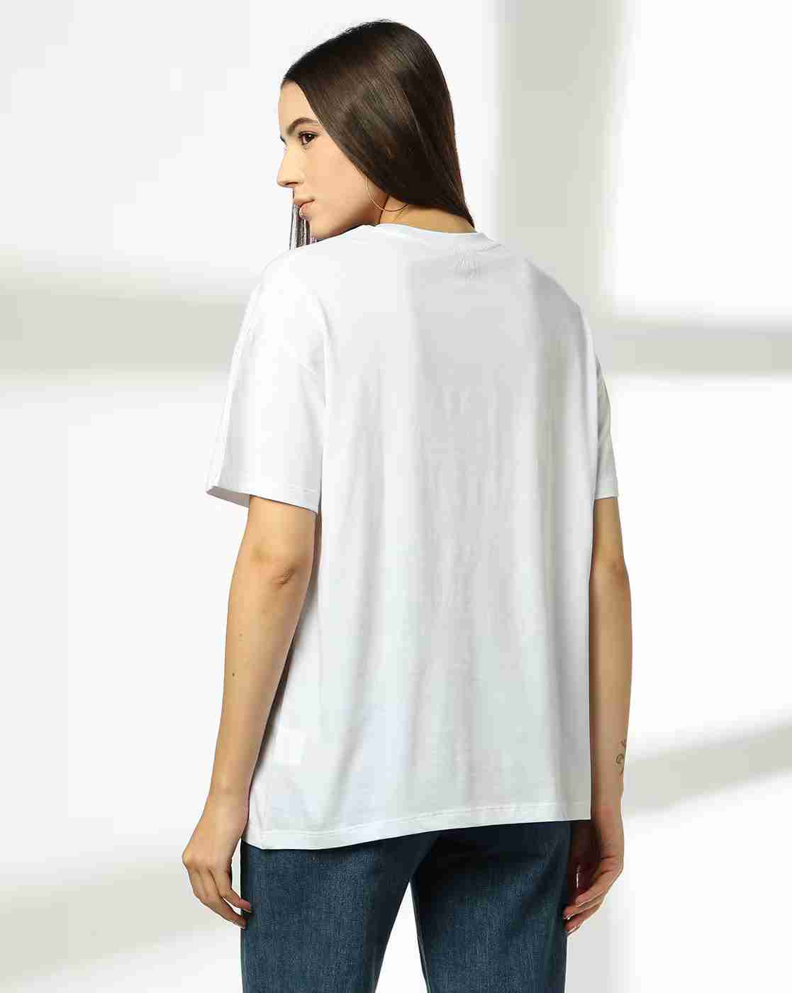 DNMX | Women Graphic Print Oversized Fit Crew-Neck T-Shirt|2