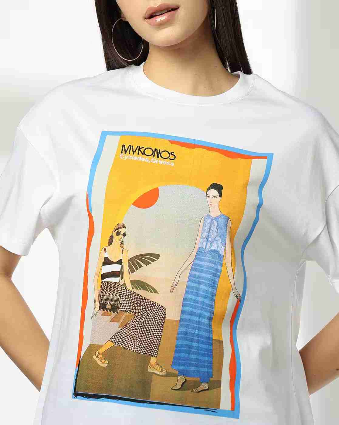 DNMX | Women Graphic Print Oversized Fit Crew-Neck T-Shirt|3