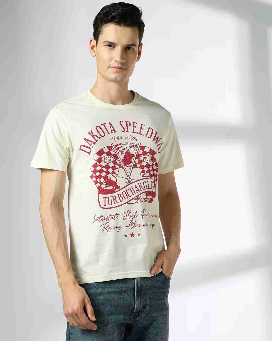 DNMX | Men Dakota Speed Way Regular Fit Crew-Neck T-Shirt|0