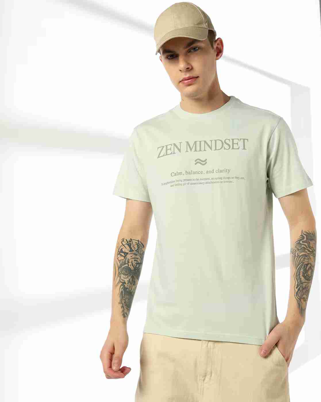 DNMX | Men Typographic Print Regular Fit Crew-Neck T-Shirt|0