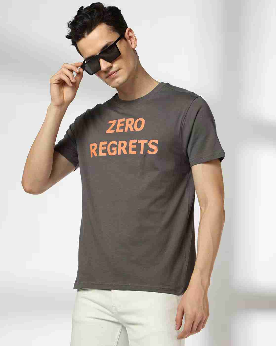 DNMX | Men Zero Regrets Regular Fit Crew-Neck T-Shirt|0