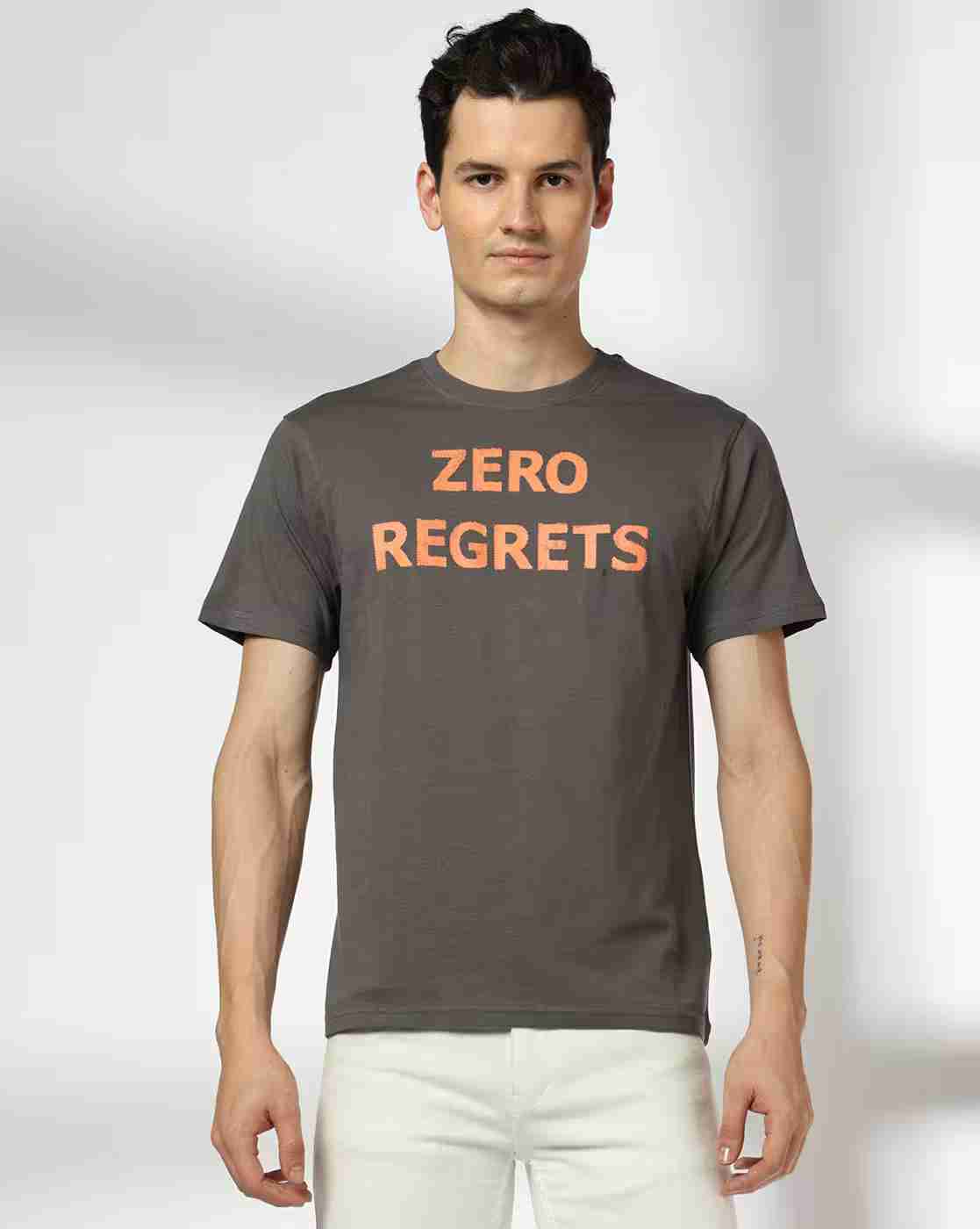 DNMX | Men Zero Regrets Regular Fit Crew-Neck T-Shirt|3