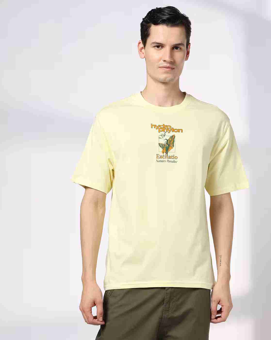 DNMX | Men Hydrophyton Graphic Print Relaxed Fit Crew-Neck T-Shirt|3