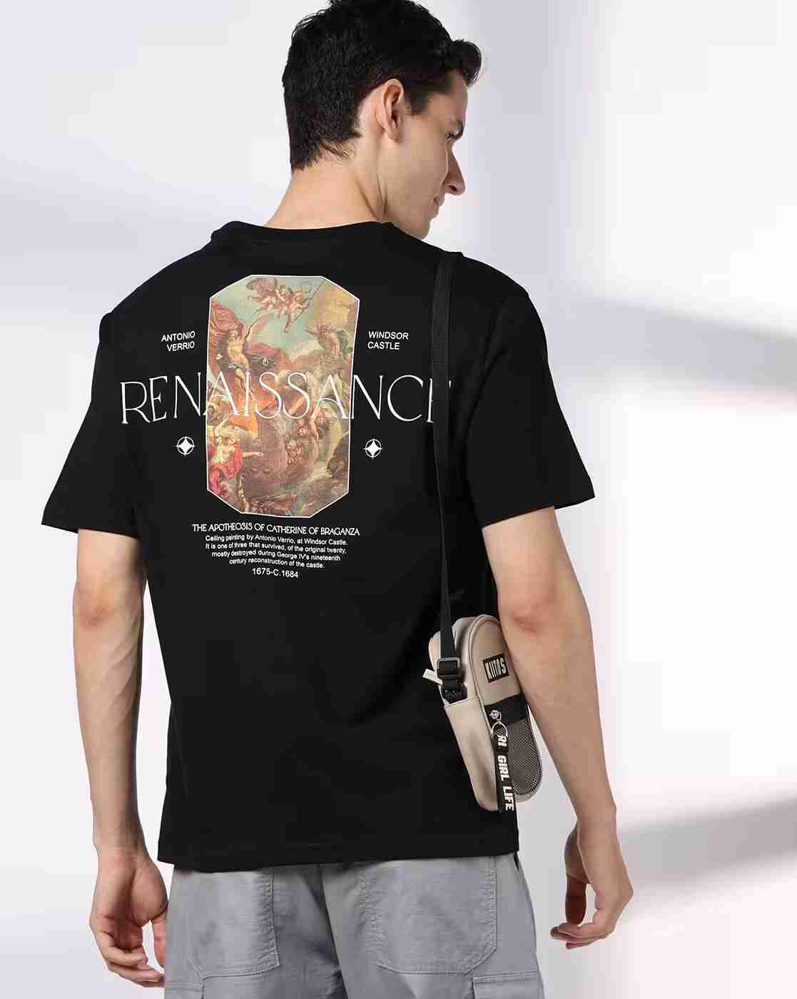 DNMX | Men Graphic Print Regular Fit Crew-Neck T-Shirt|0