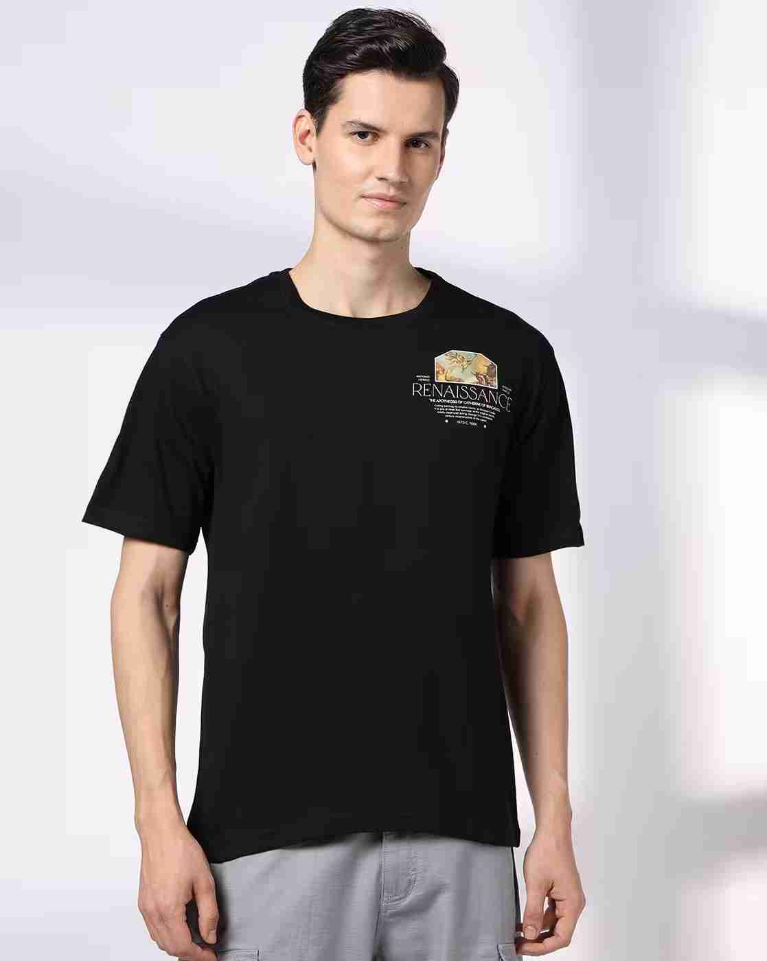 DNMX | Men Graphic Print Regular Fit Crew-Neck T-Shirt|1