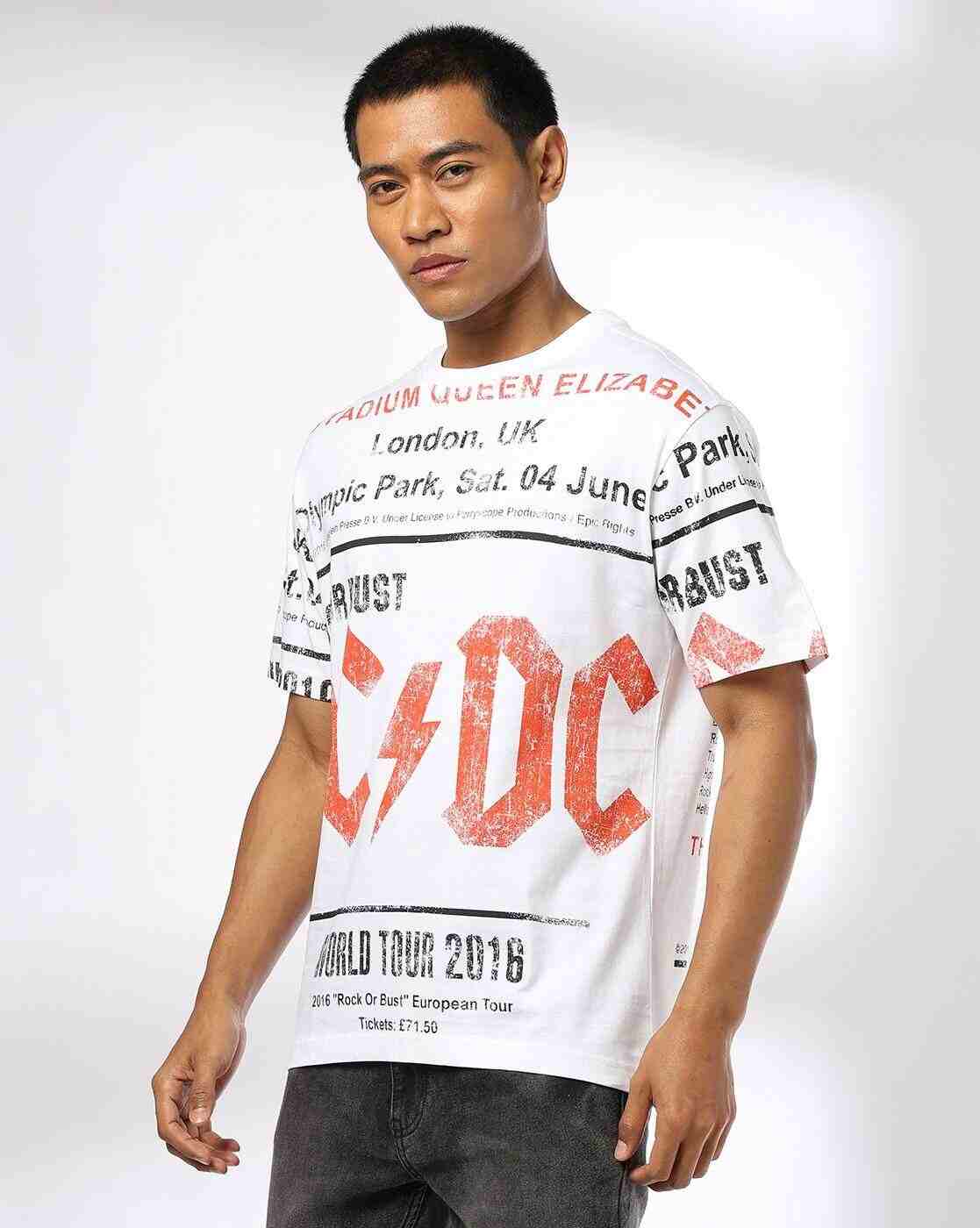 DNMX | Men Typographic Print Regular Fit Crew-Neck T-Shirt|1