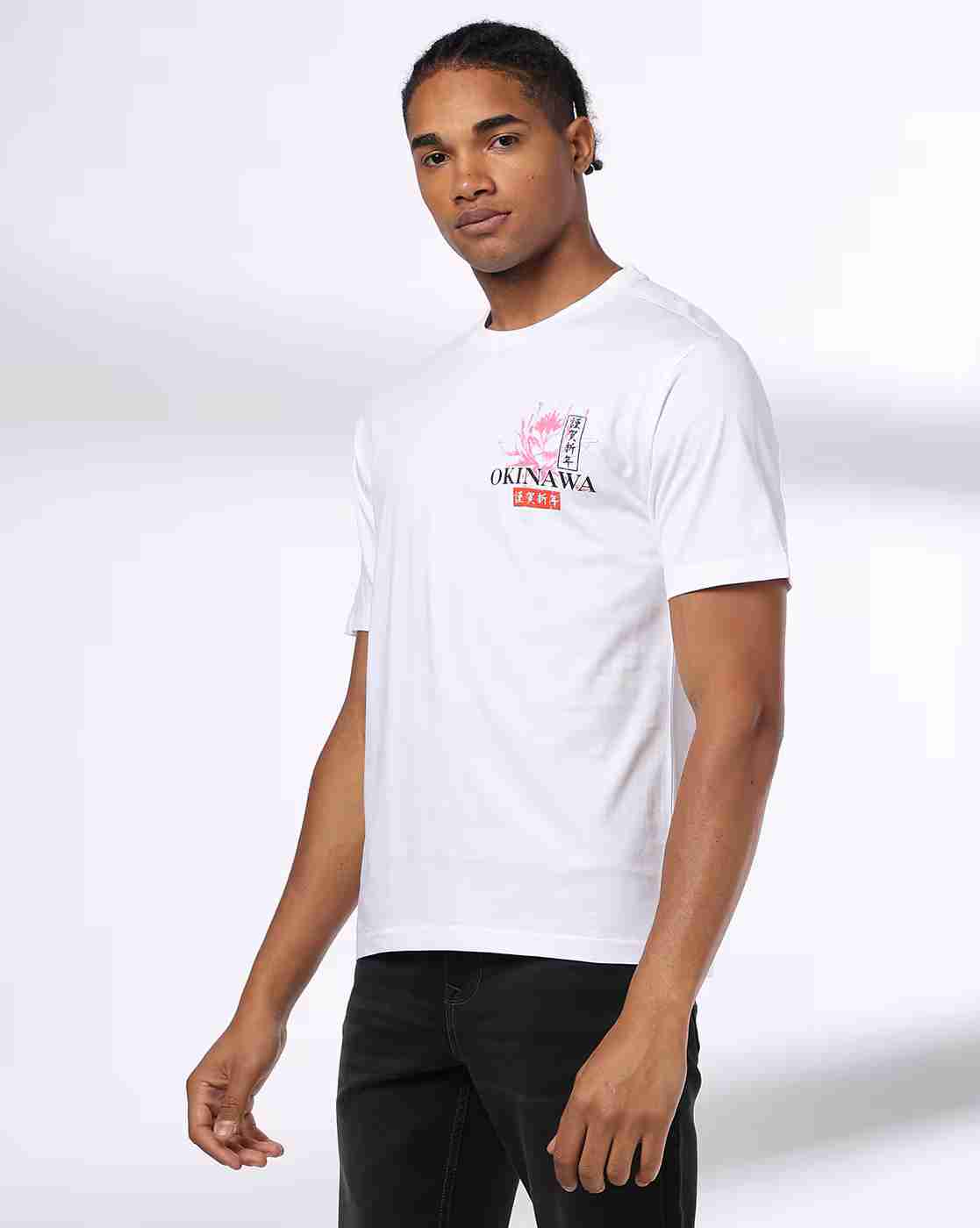 DNMX | Men Graphic Print Relaxed Fit Crew-Neck T-Shirt|2