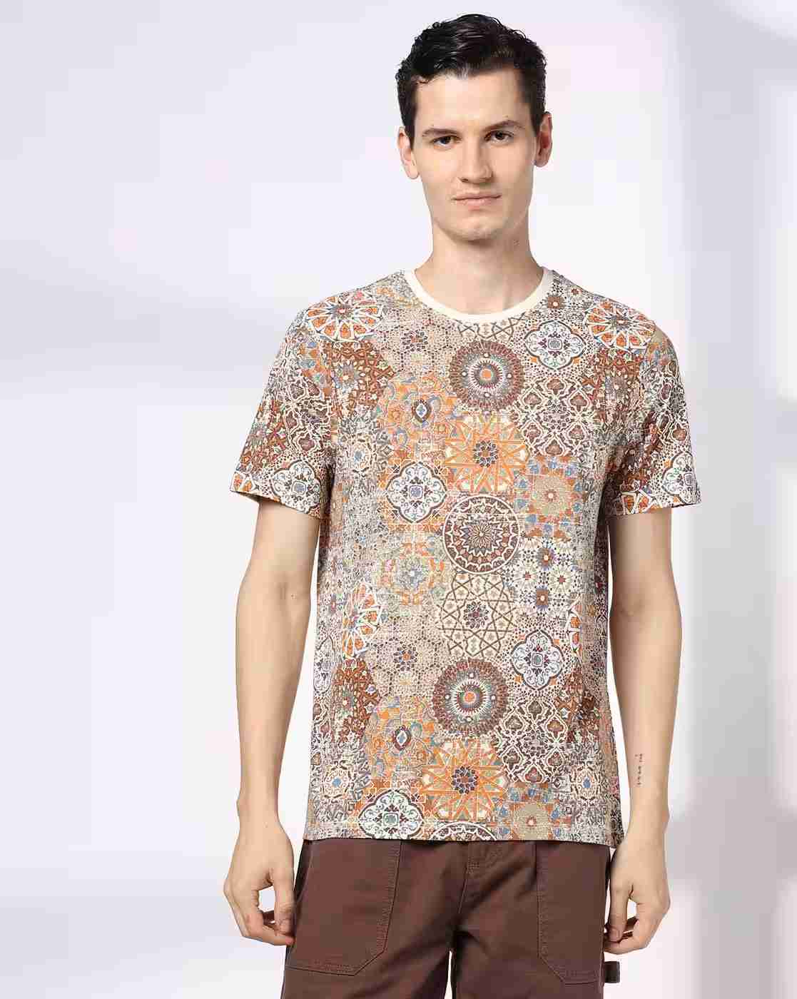 DNMX | Men All-Over Print Regular Fit Crew-Neck T-Shirt|3