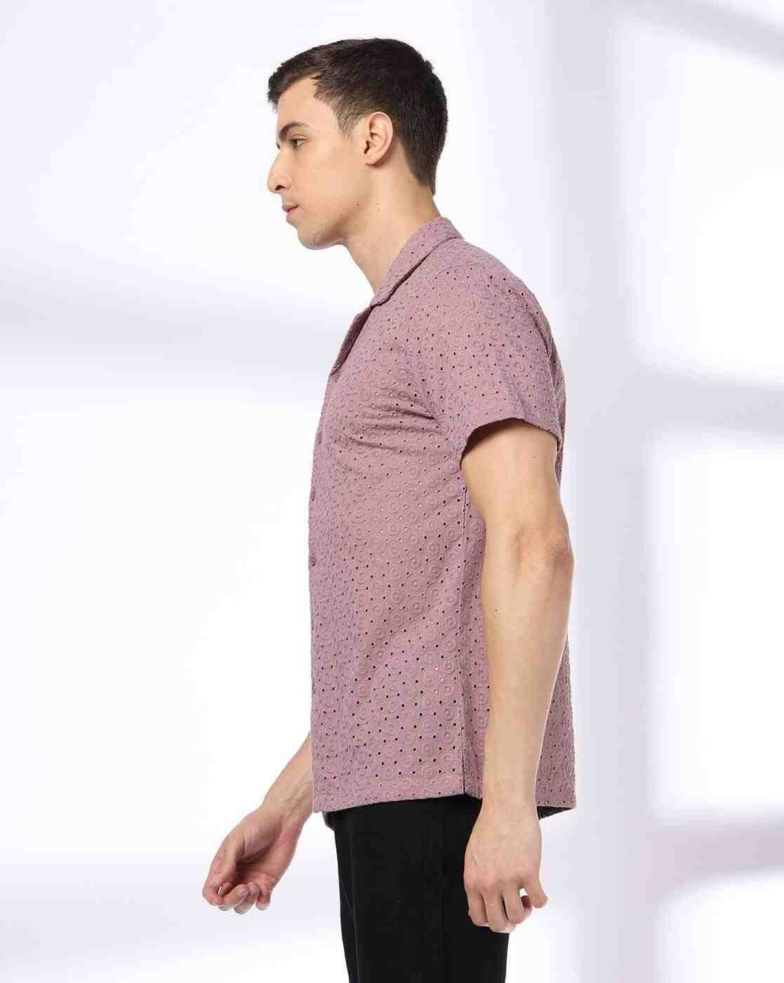 DNMX | Men Schiffli Embroidered Regular Fit Shirt|1