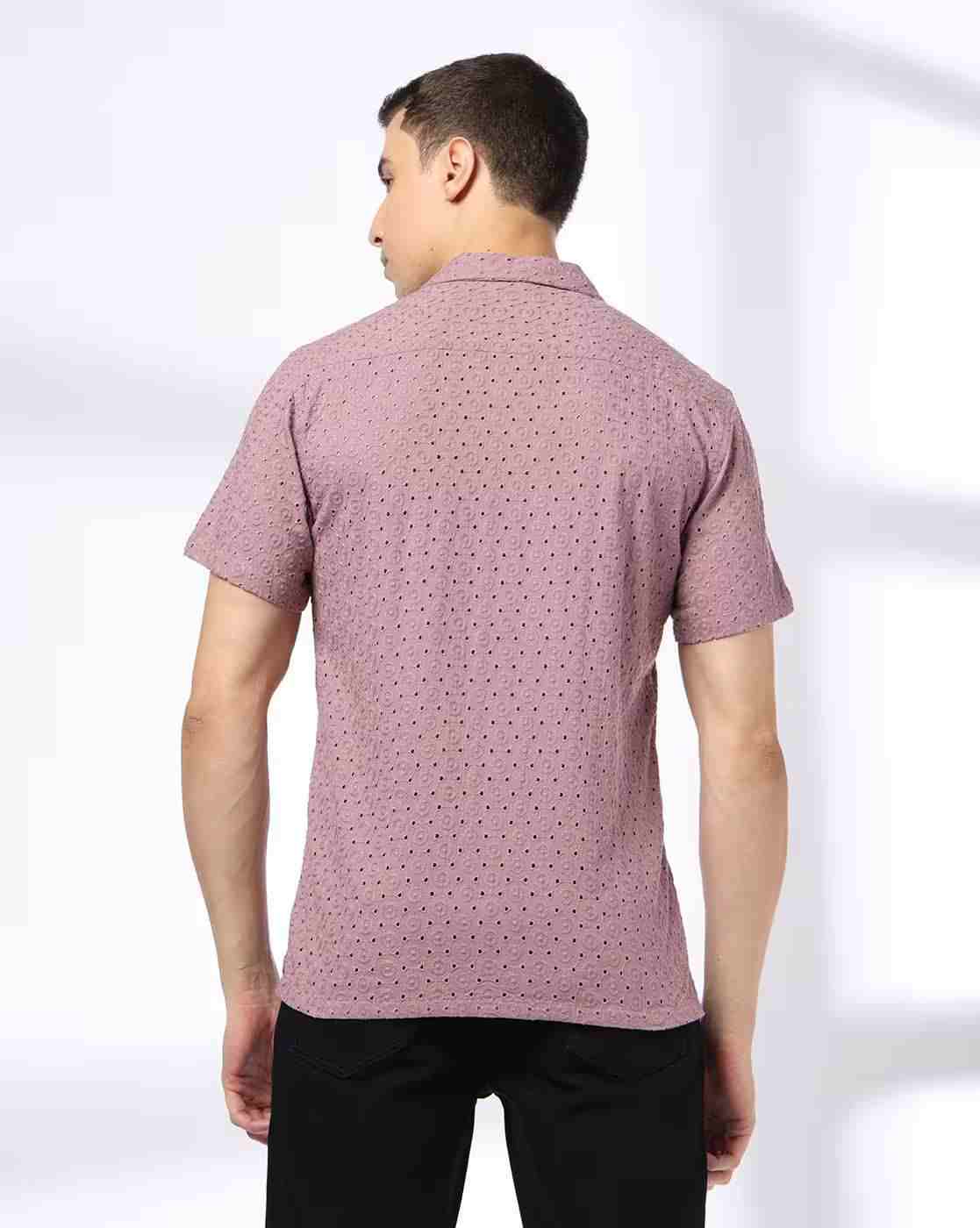 DNMX | Men Schiffli Embroidered Regular Fit Shirt|2