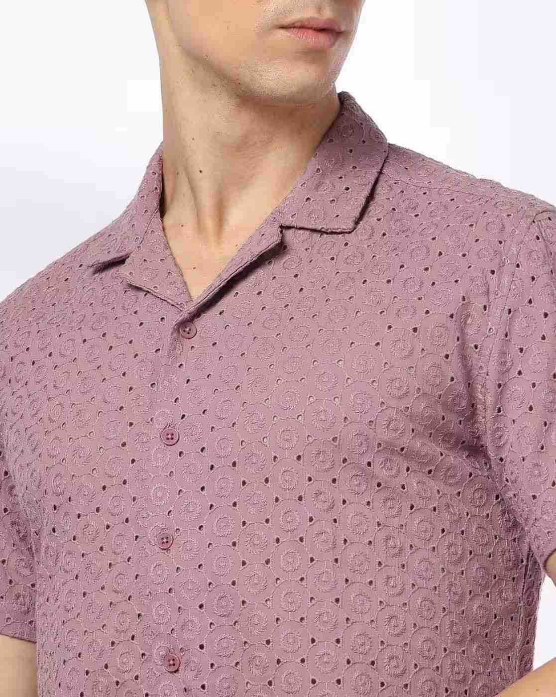 DNMX | Men Schiffli Embroidered Regular Fit Shirt|3