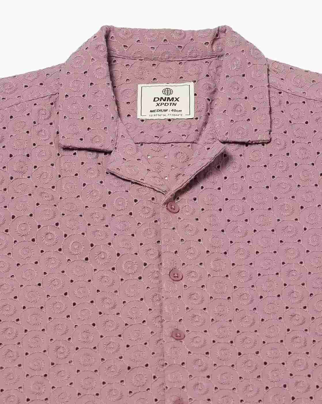 DNMX | Men Schiffli Embroidered Regular Fit Shirt|4