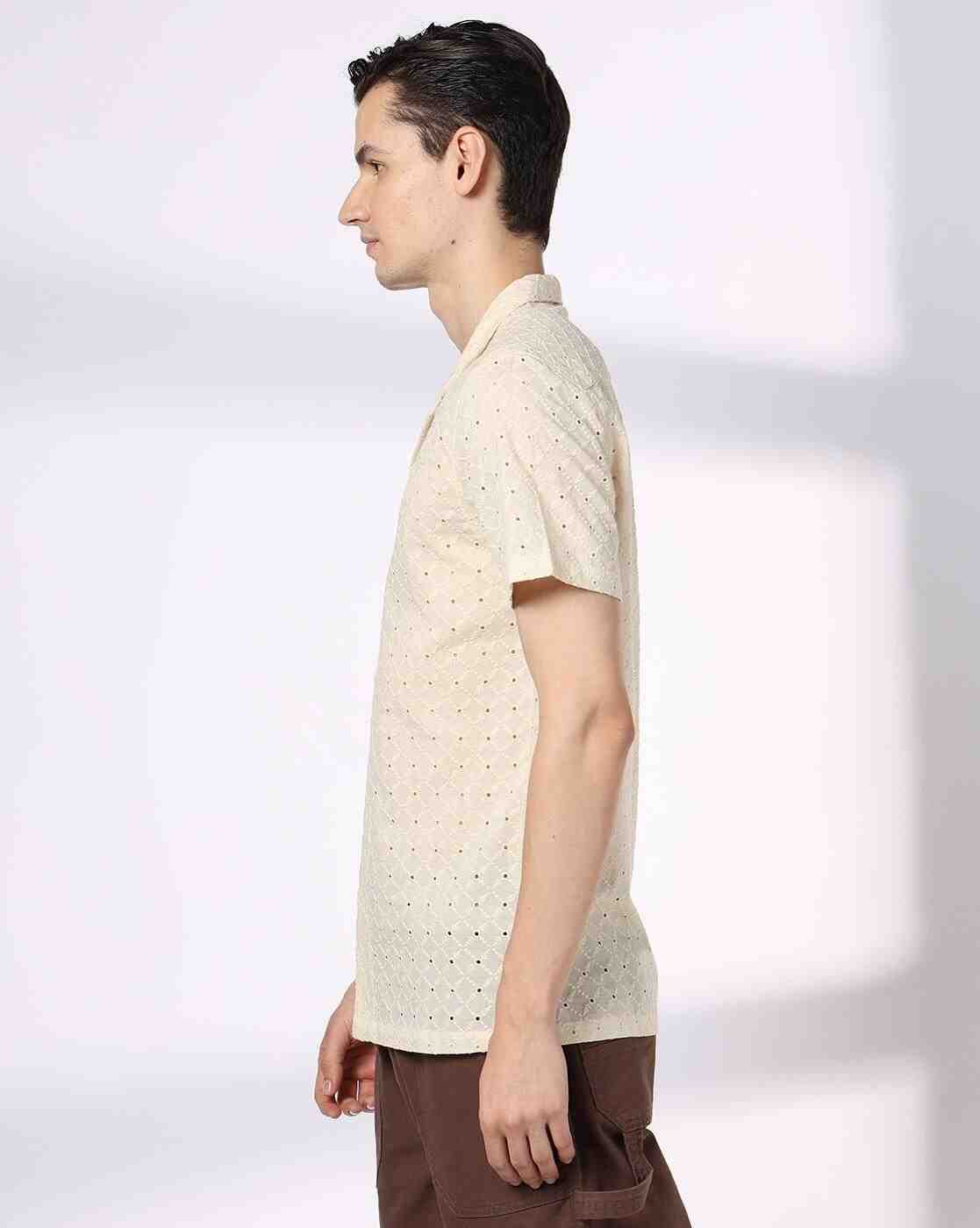 DNMX | Men Schiffli Embroidered Regular Fit Shirt|2